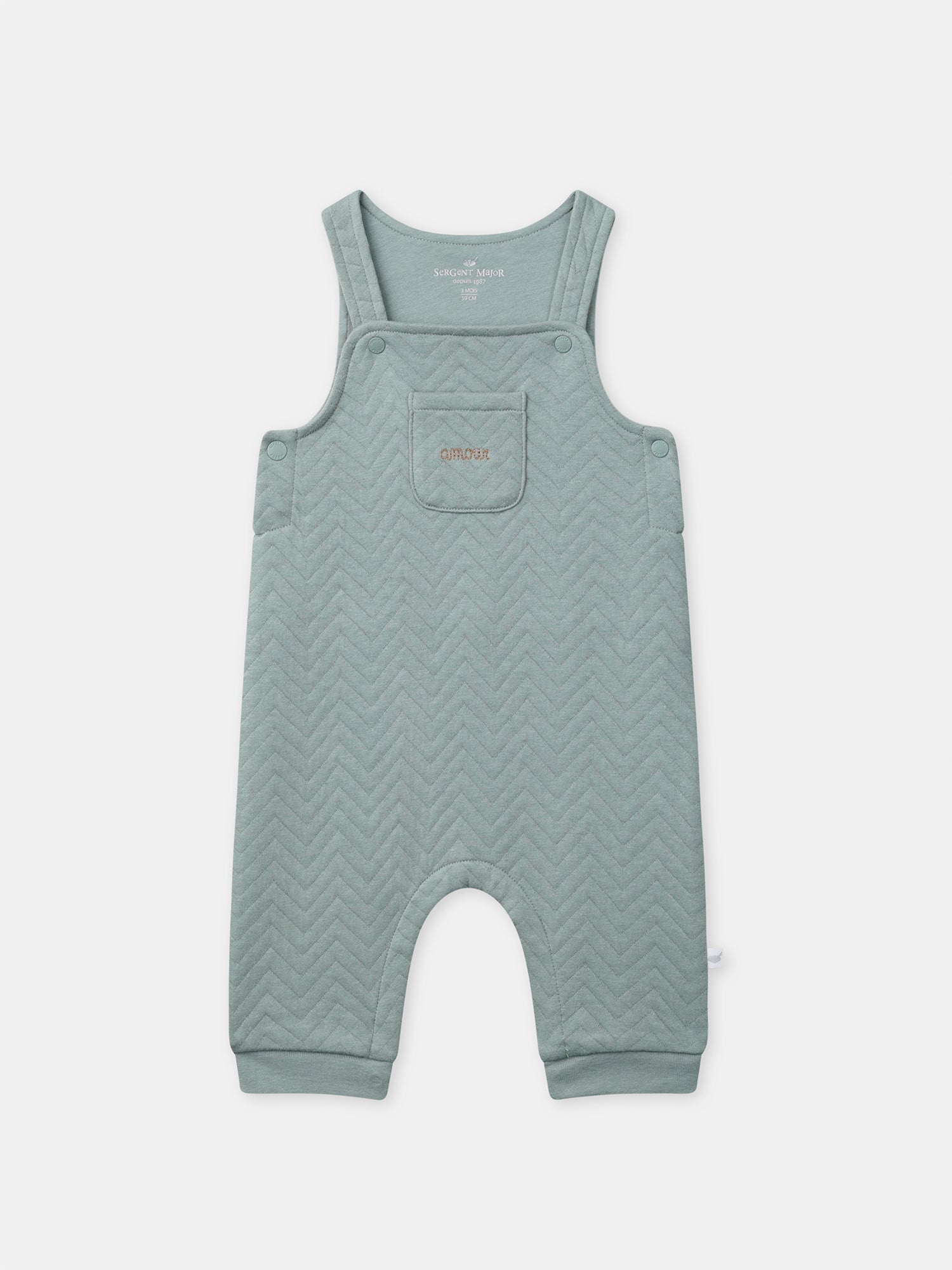 Ensemble salopette bleu grisée + body rayé + chaussettes Naissance Garçon