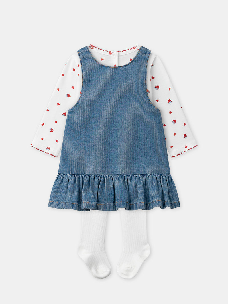 Ensemble t-shirt + chasuble + collant Bébé Fille