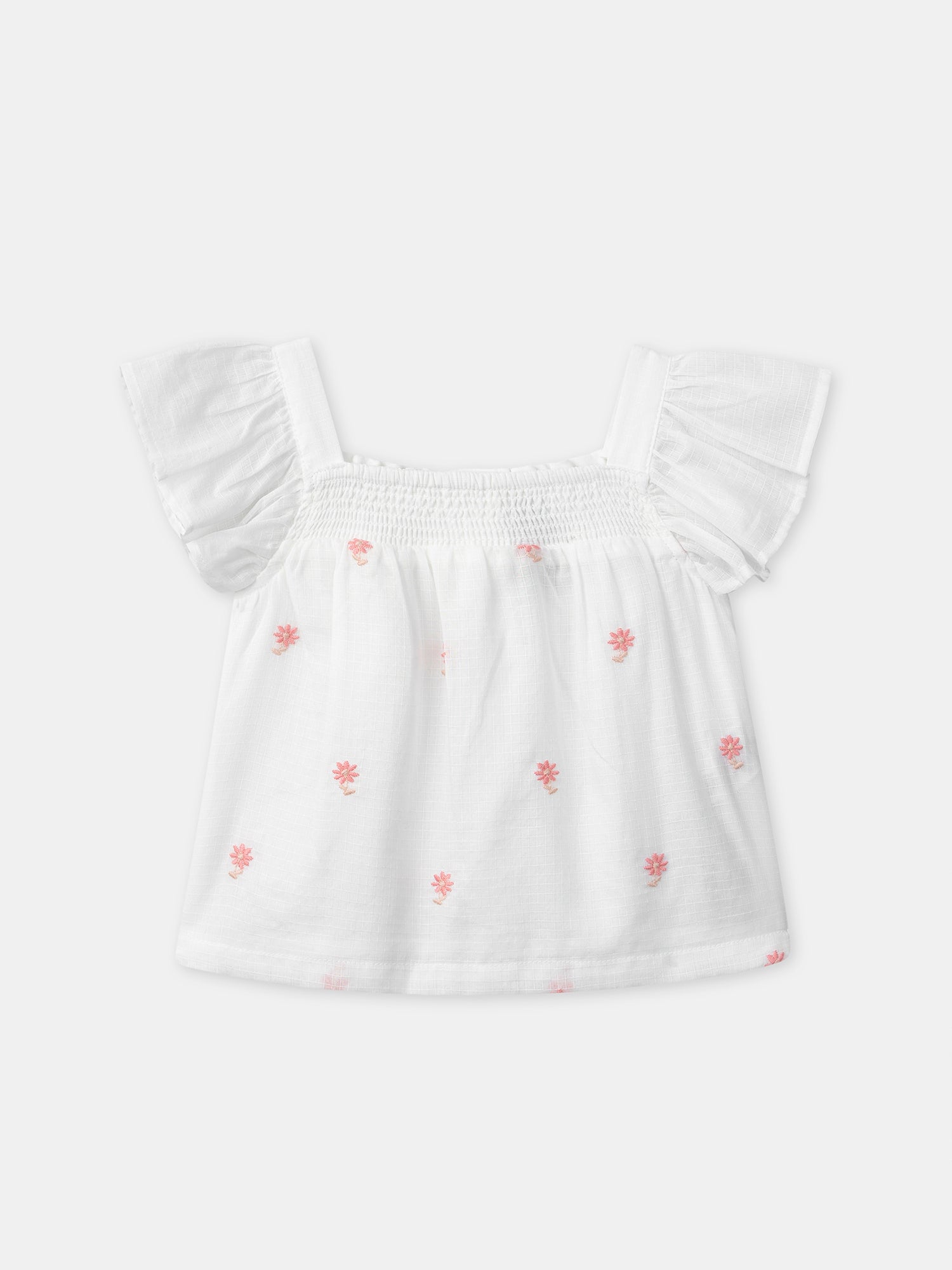 Blouse écrue à broderies fleurs Bébé Fille