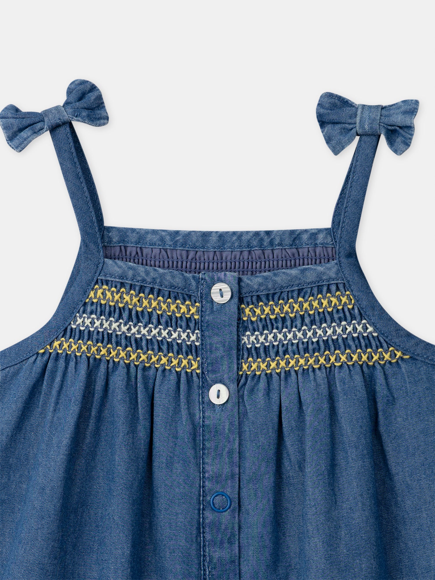 Robe denim à broderies citrons Bébé Fille