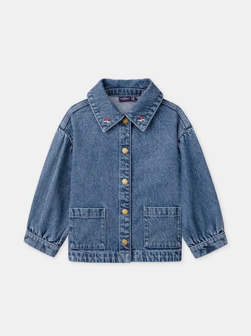 Veste en jean à broderie "M" Fille