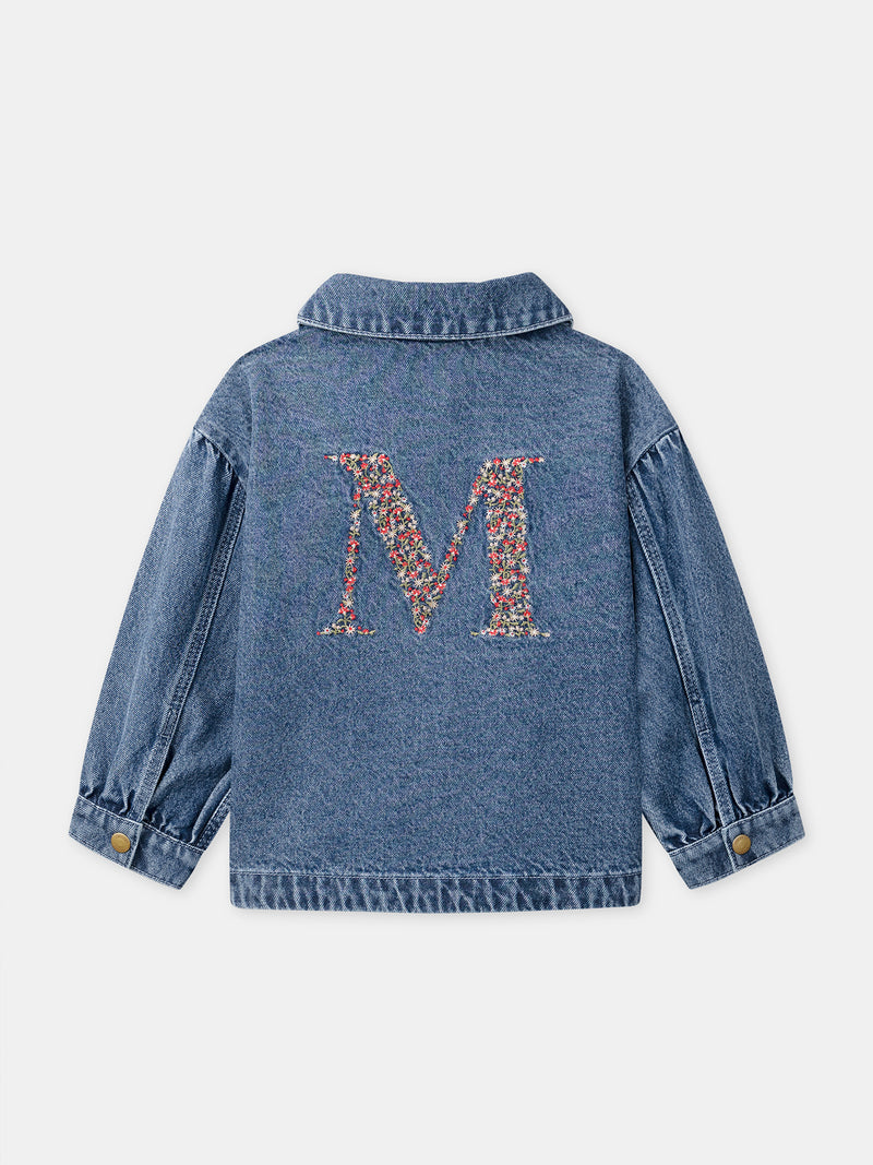 Veste en jean à broderie "M" Fille
