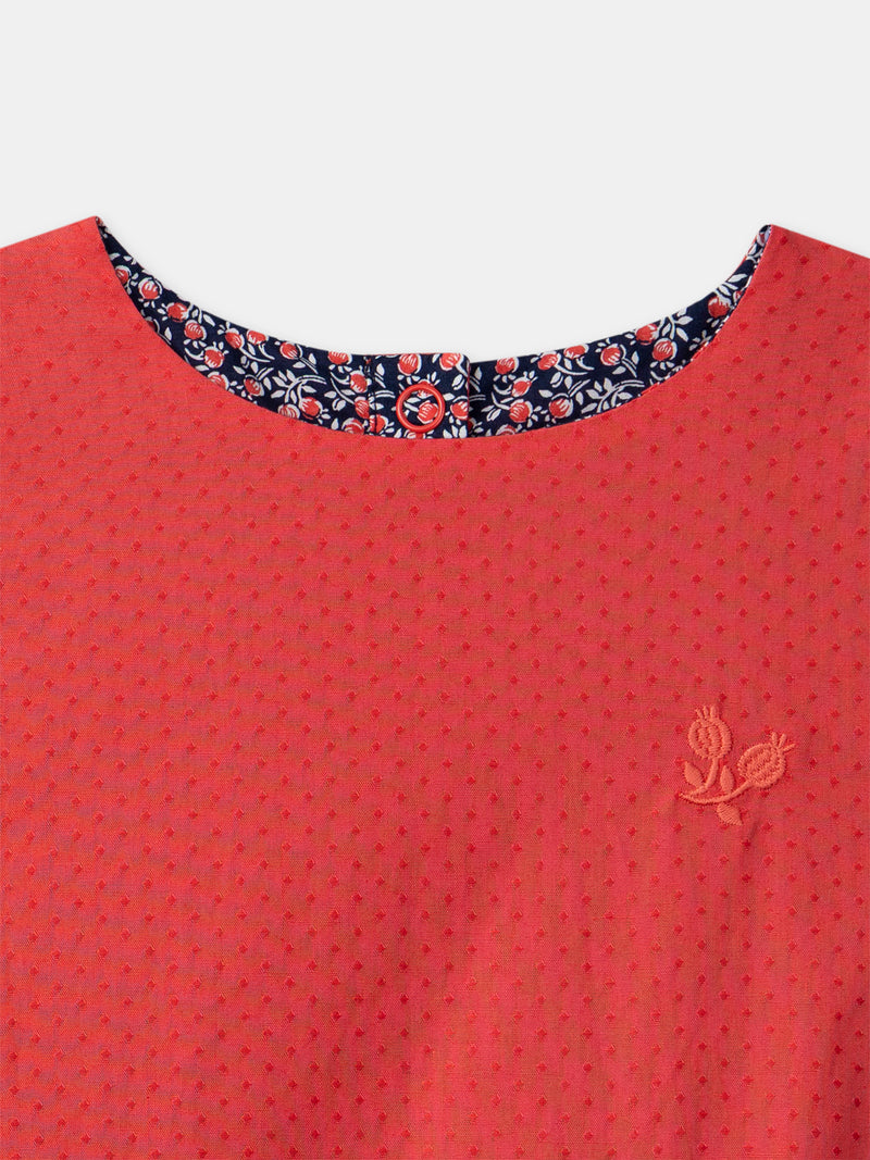 Robe réversible rouge ou imprimé fleuri Fille