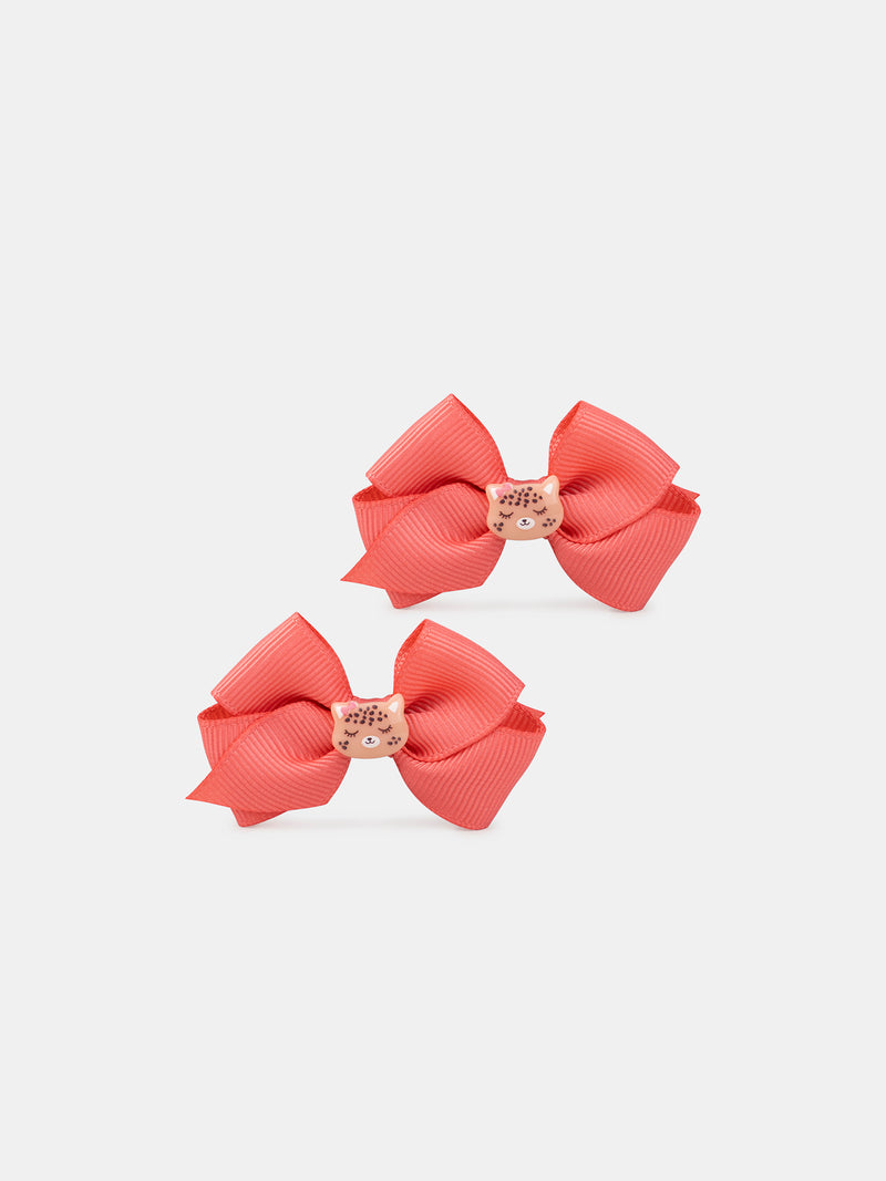 Lot de 2 barrettes nœuds charm léopard Fille