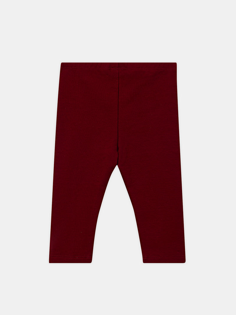 Legging bordeaux à taille élastiqué Bébé Fille