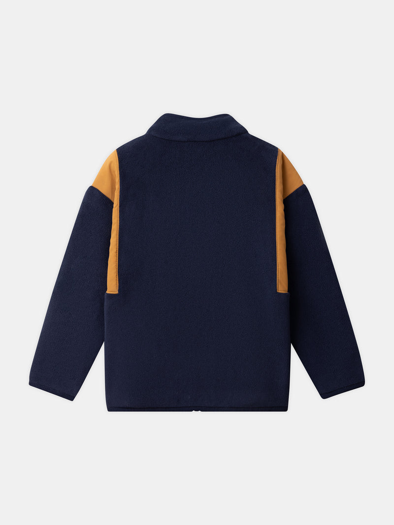 Gilet polaire zippé bleu marine à col Garçon