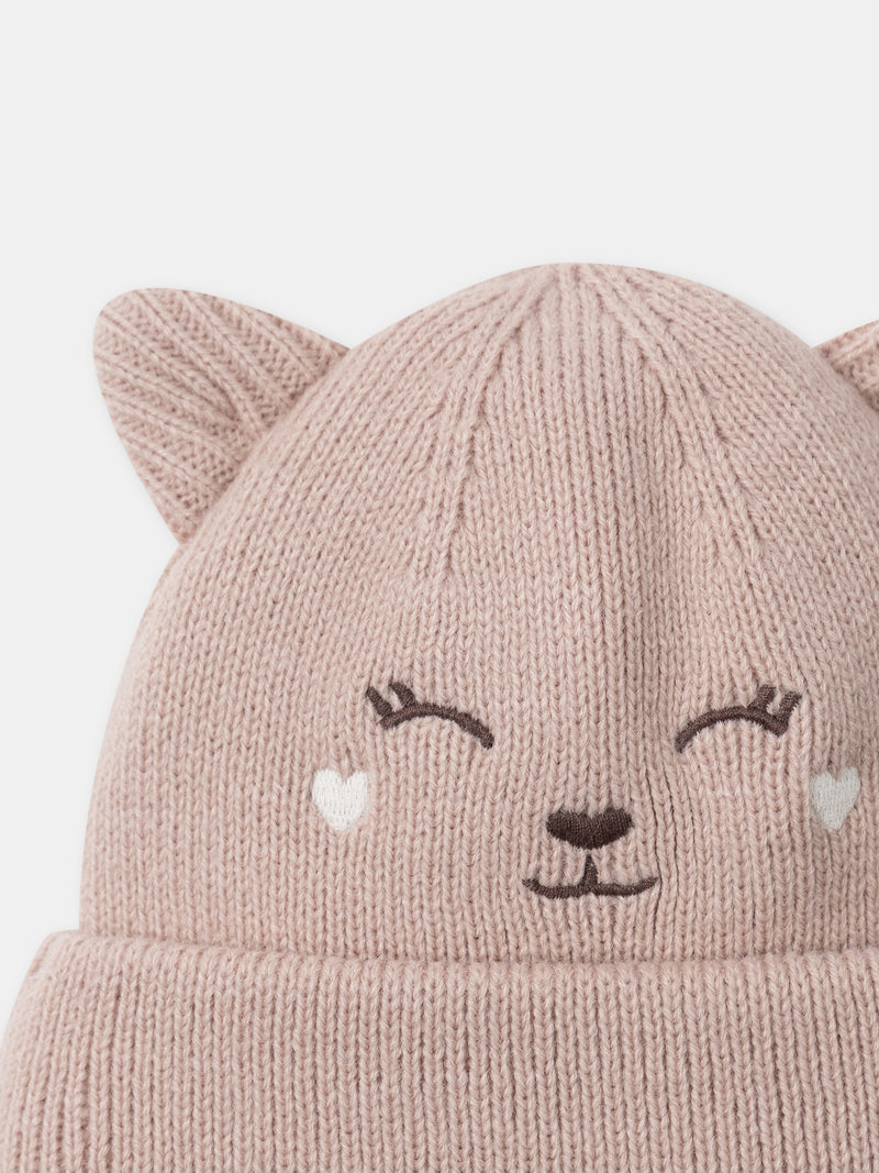 Bonnet rose visage de biche Bébé Fille
