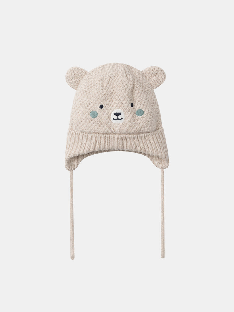 Bonnet beige tête d'ourson Bébé Garçon
