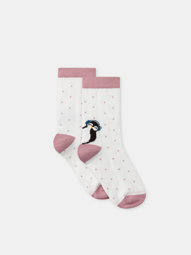Lot de 5 chaussettes roses pingouins Fille