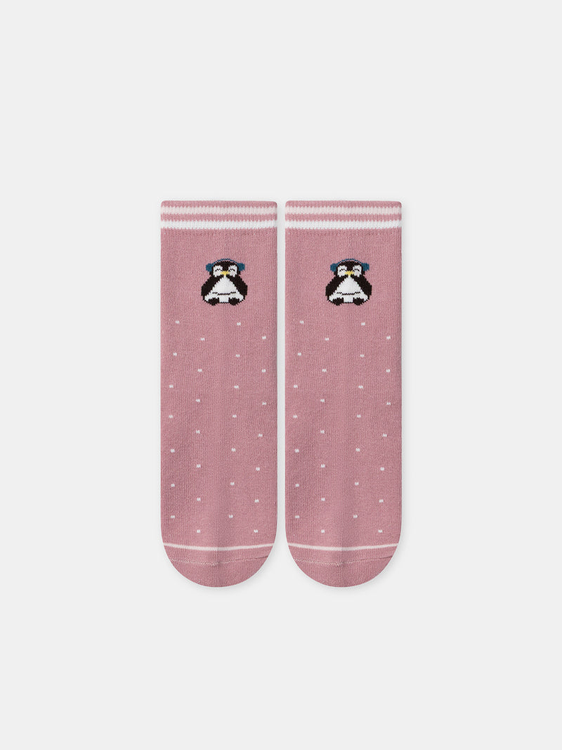 Lot de 5 chaussettes roses pingouins Fille
