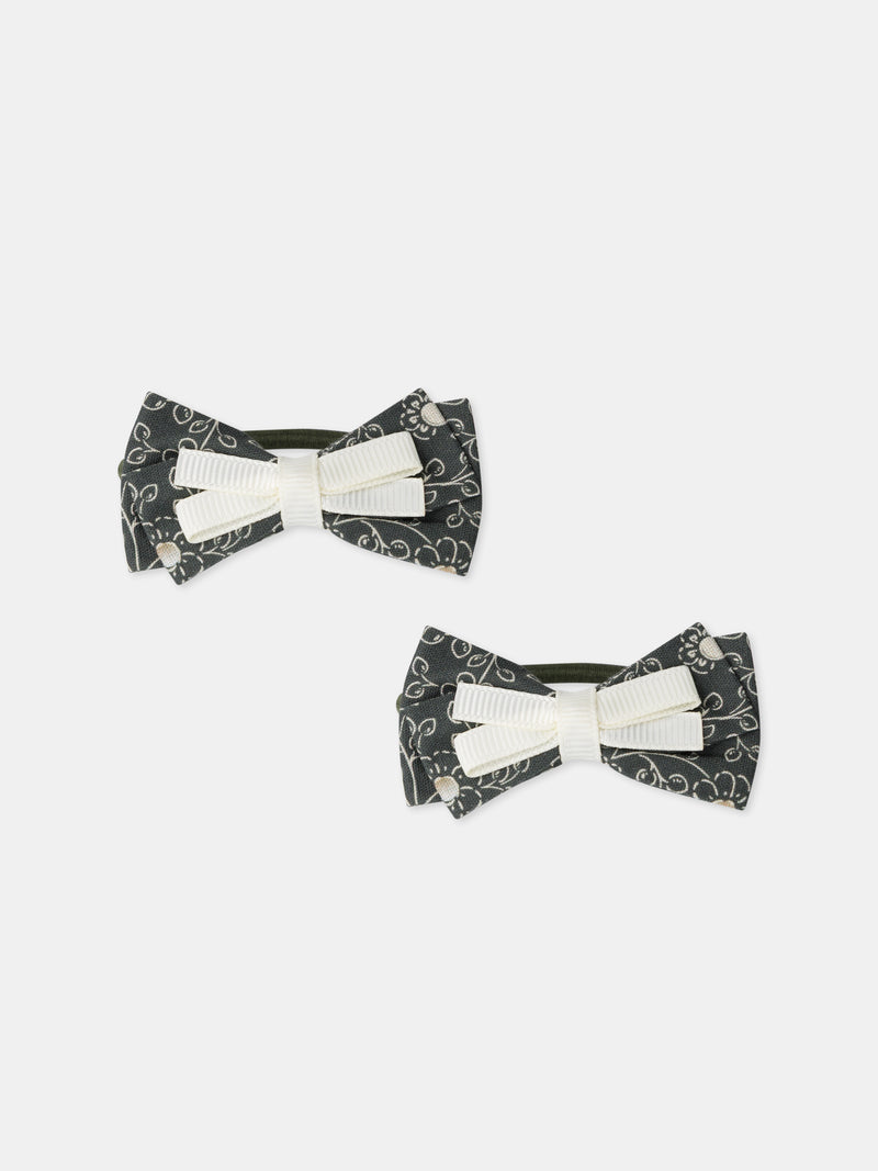 Lot de 2 élastiques nœuds imprimé fleuri Fille
