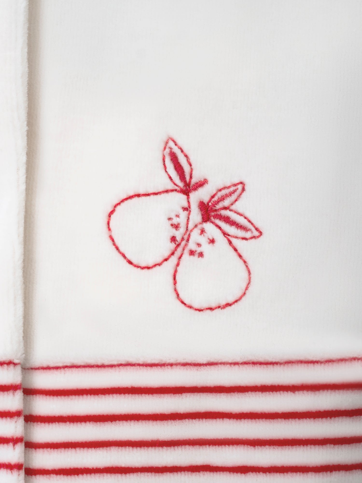 Grenouillère en velours à rayures et broderie poire Bébé Fille