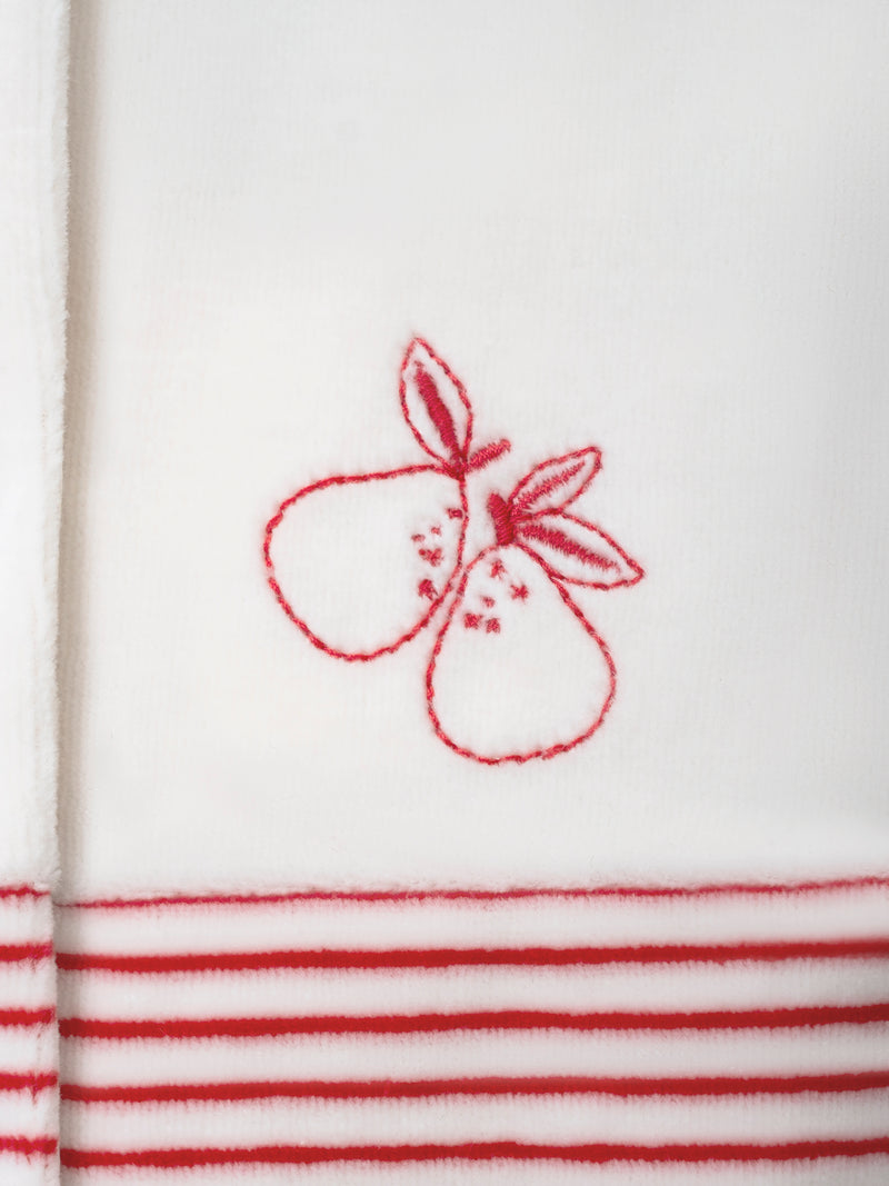 Grenouillère en velours à rayures et broderie poire Bébé Fille