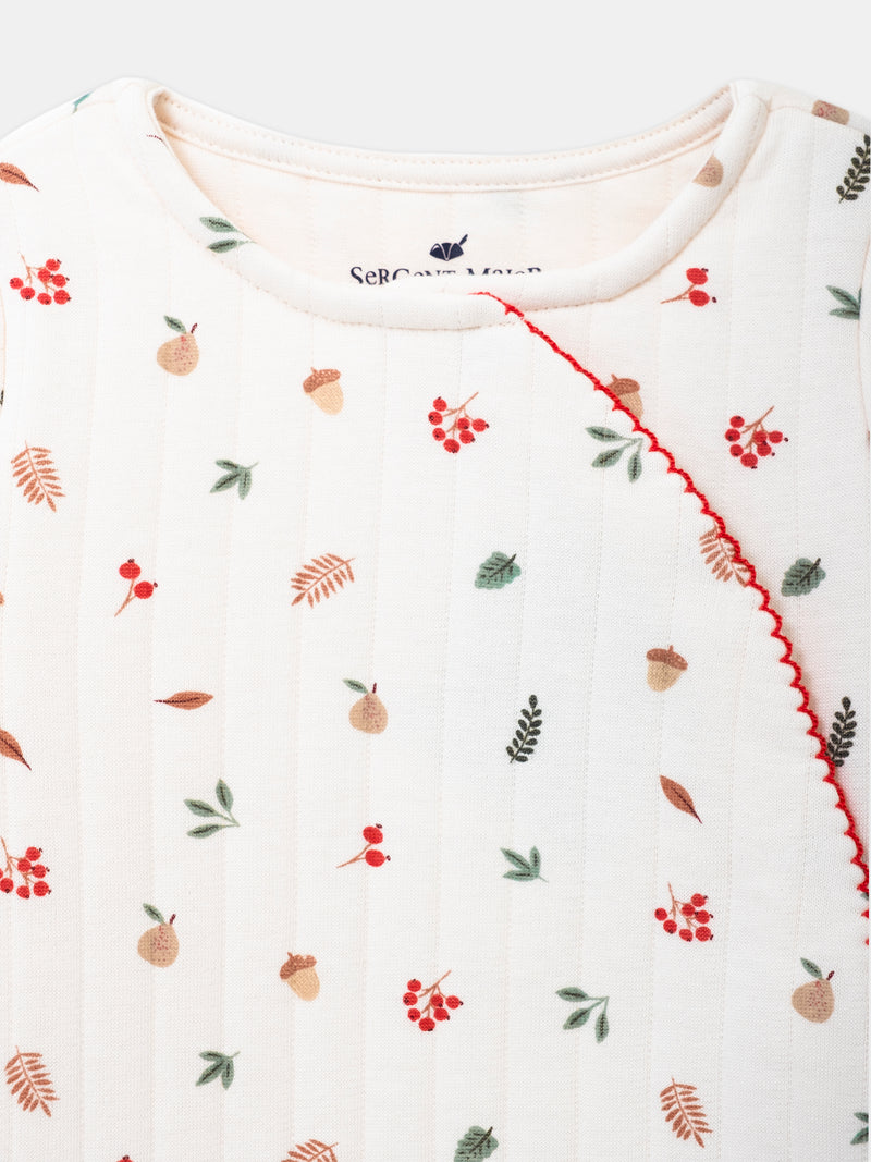 Grenouillère vanille imprimé feuilles et fruits Bébé Fille