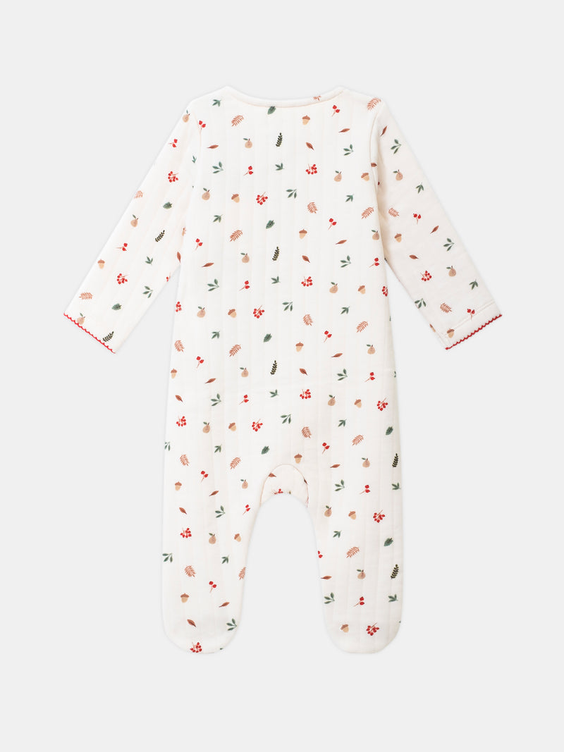 Grenouillère vanille imprimé feuilles et fruits Bébé Fille