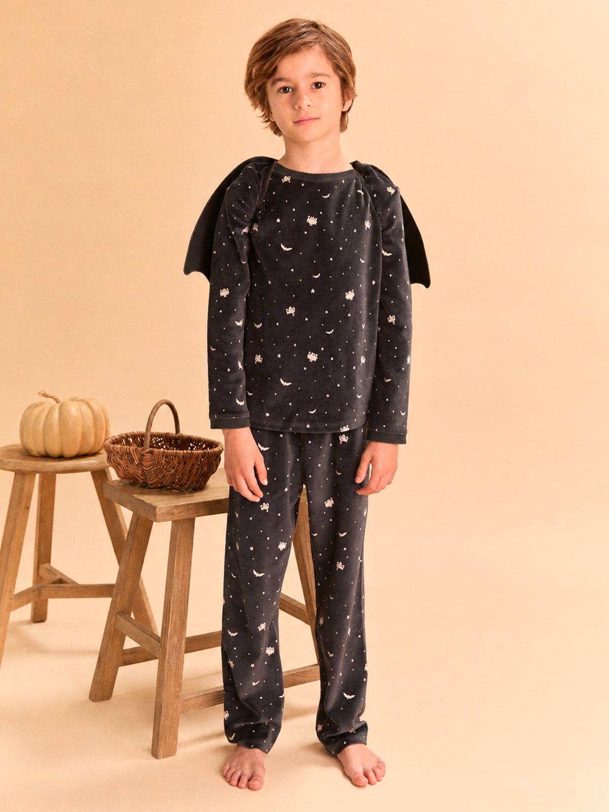 Pyjama d'Halloween noir + ailes de chauve-souris Garçon
