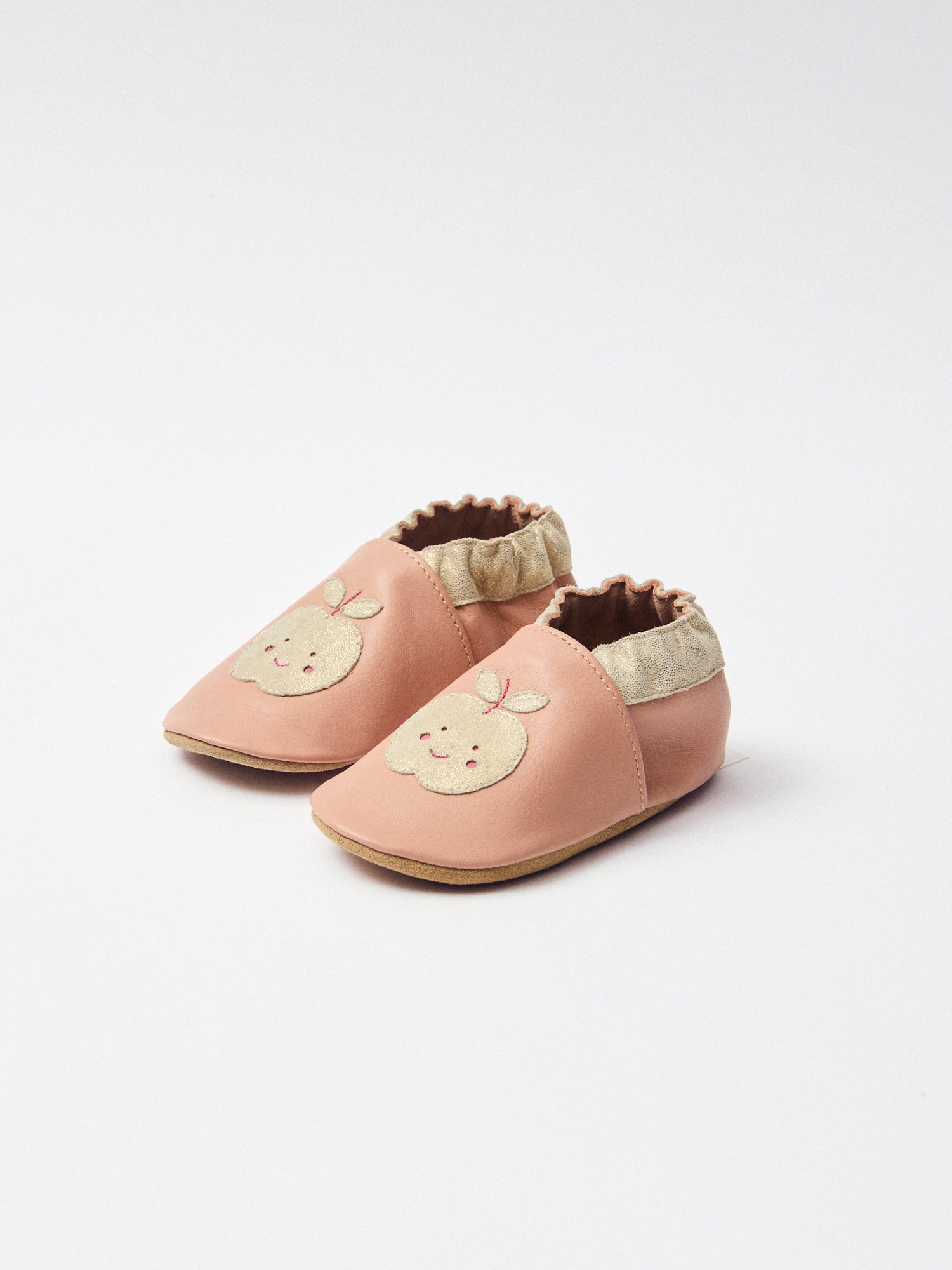 Chausson rose avec patch pomme Bébé Fille