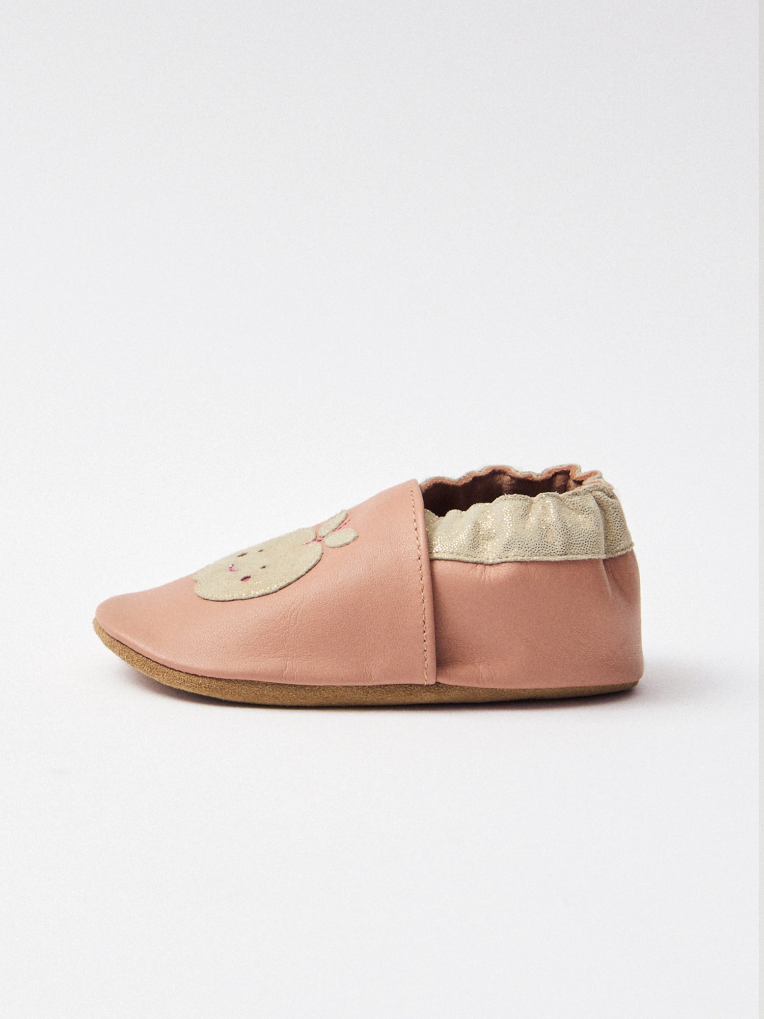 Chausson rose avec patch pomme Bébé Fille