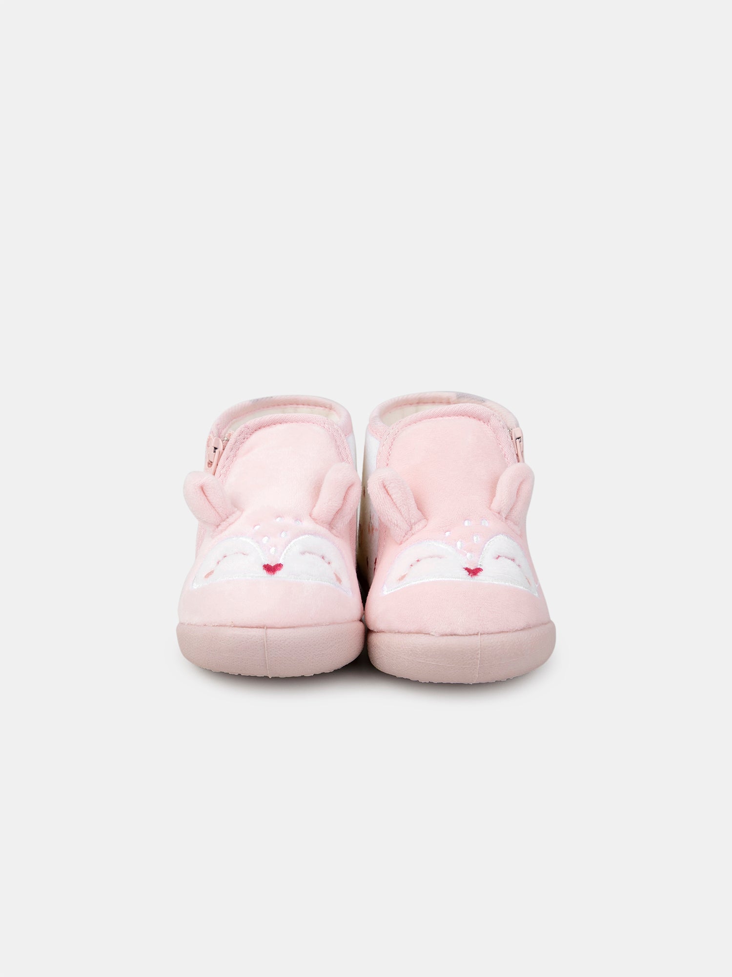 Chausson rose tête de renard et imprimé fleuri Bébé Fille