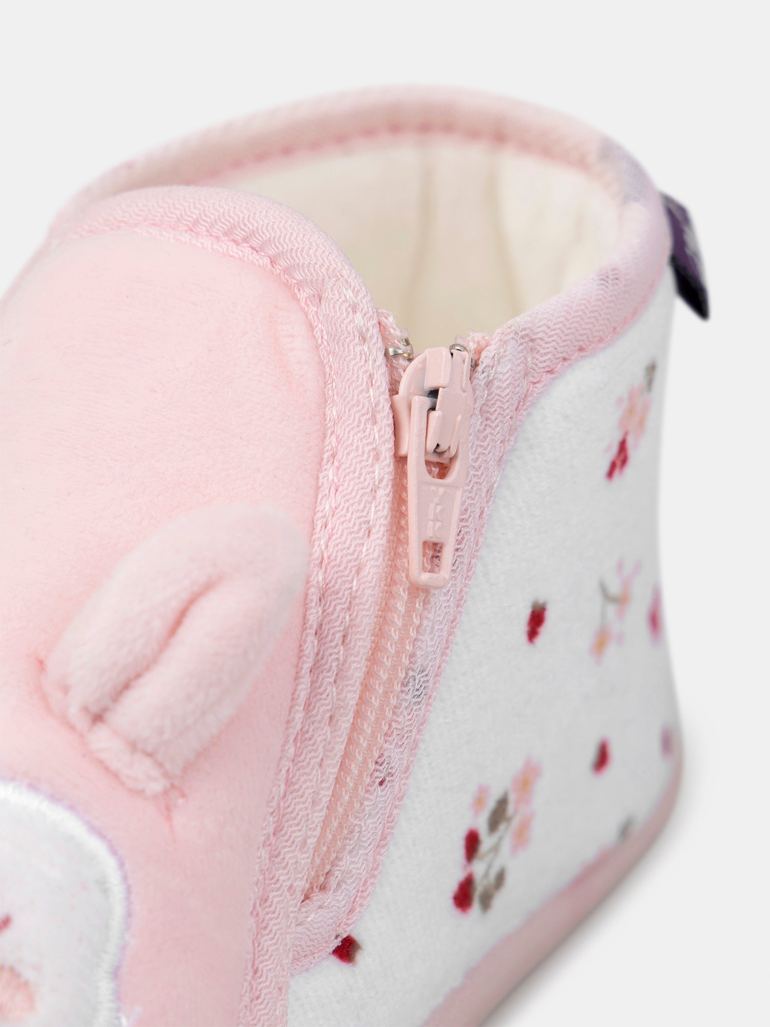 Chausson rose tête de renard et imprimé fleuri Bébé Fille
