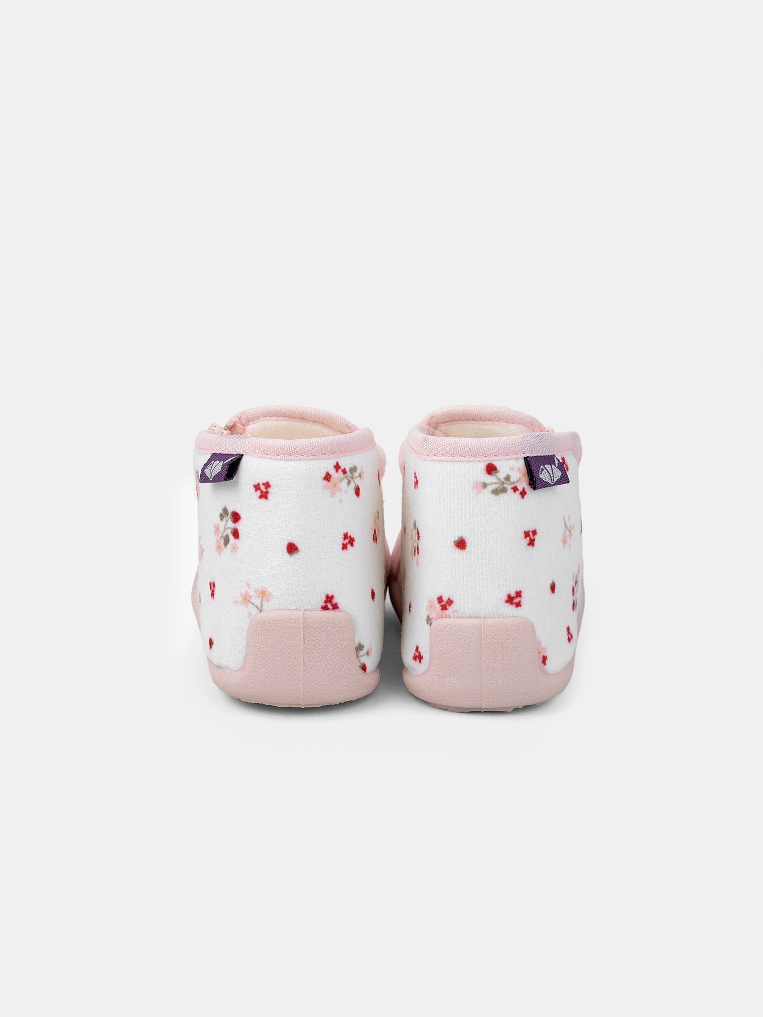 Chausson rose tête de renard et imprimé fleuri Bébé Fille