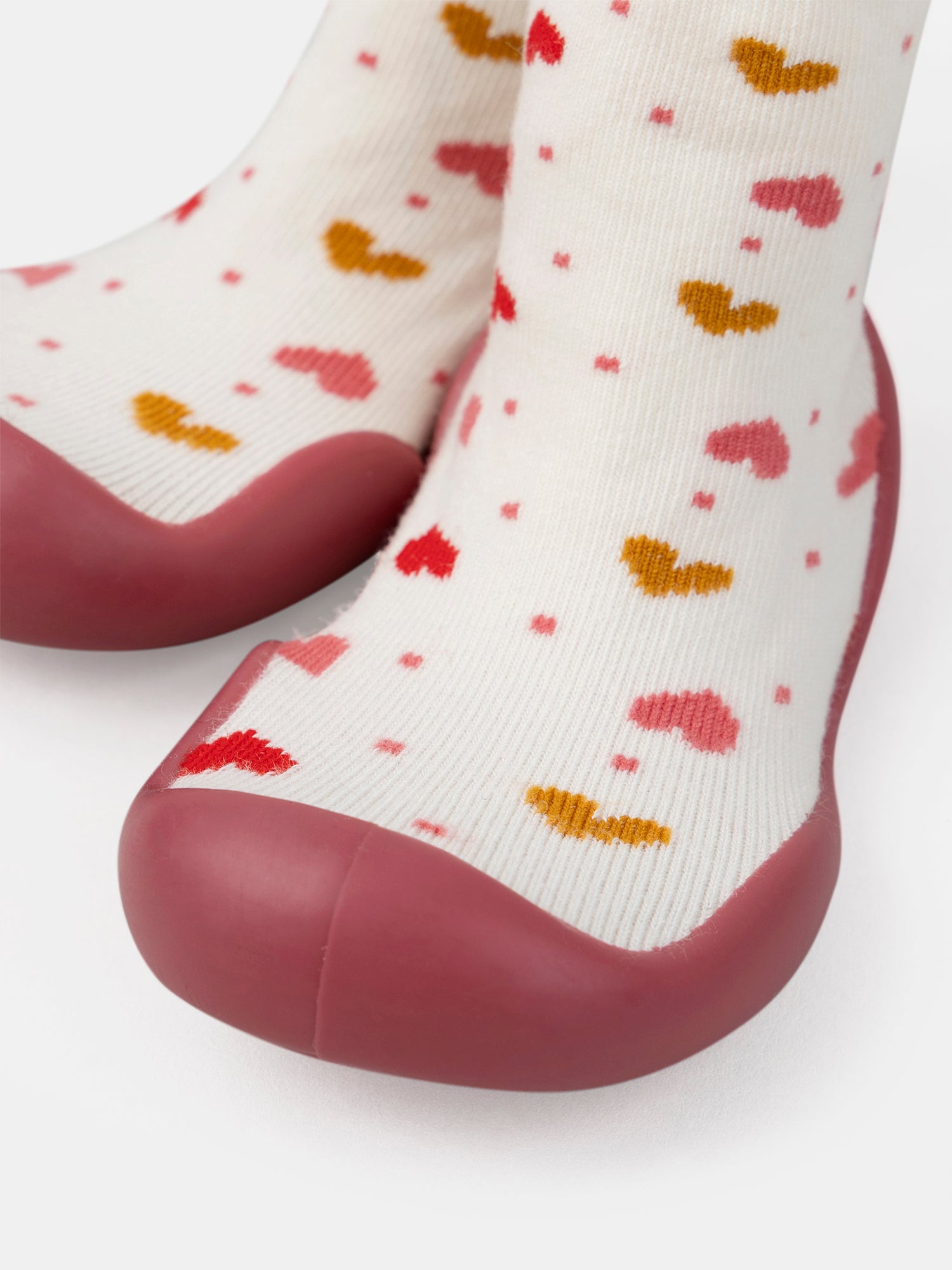 Chausson chaussette écru avec cœur Bébé Fille