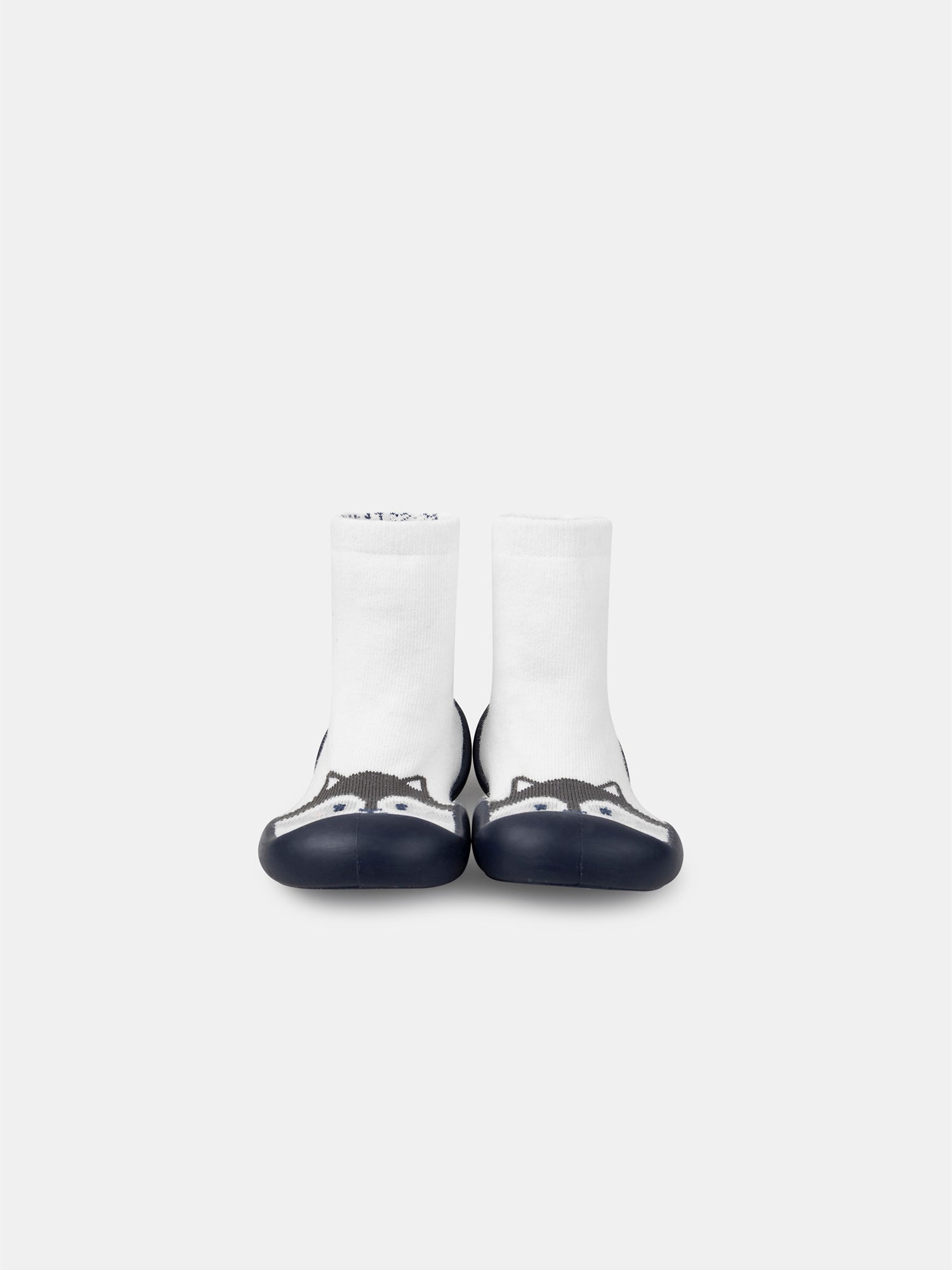 Chausson chaussette blanc avec tête de raton laveur Bébé Garçon