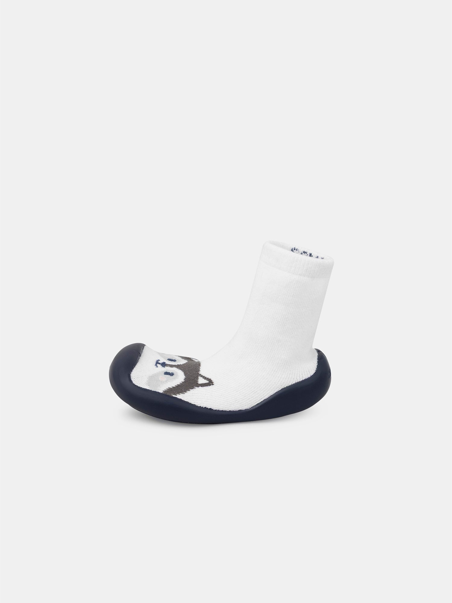 Chausson chaussette blanc avec tête de raton laveur Bébé Garçon