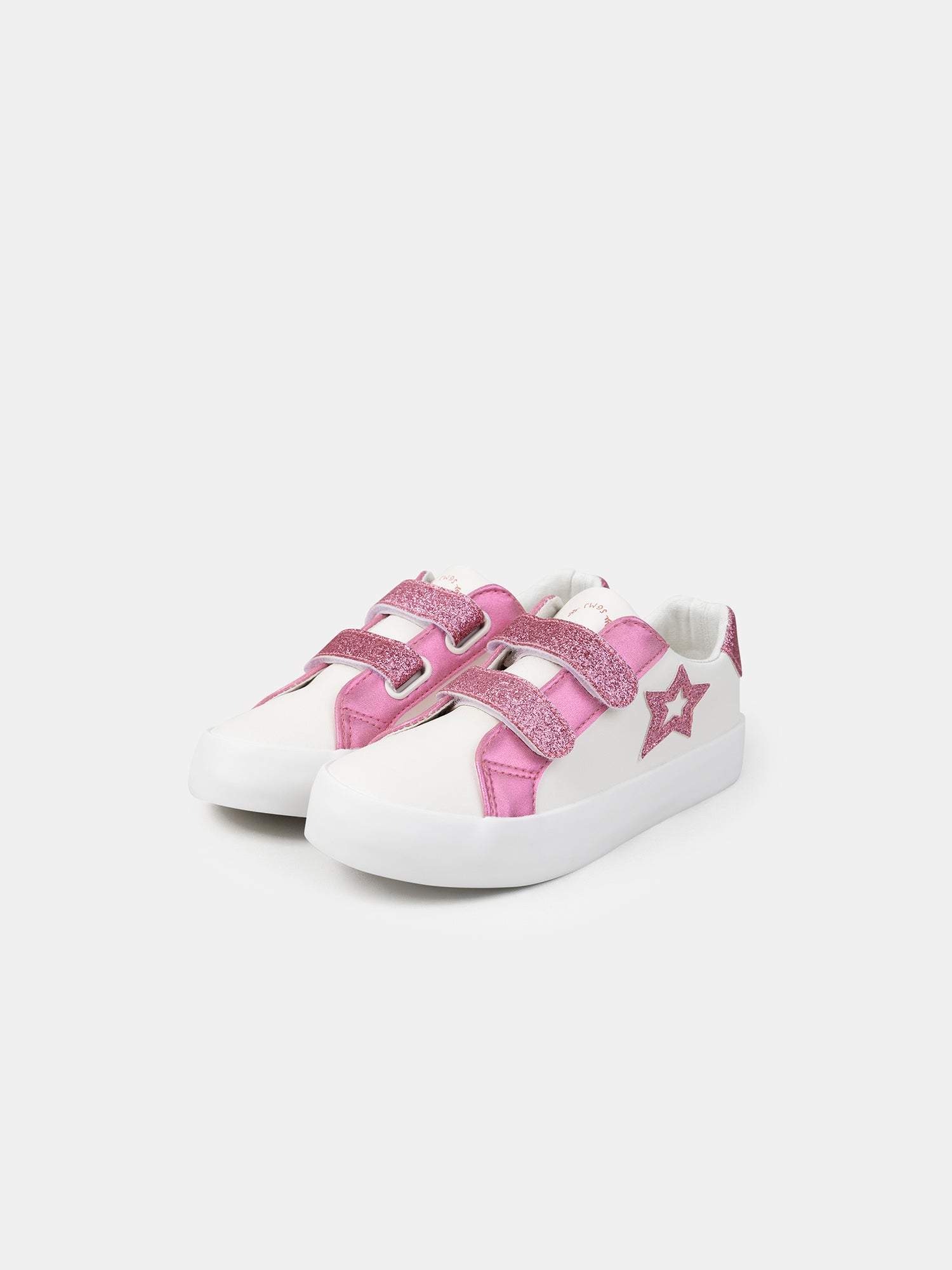 Basket blanche à scratch rose pailleté Fille