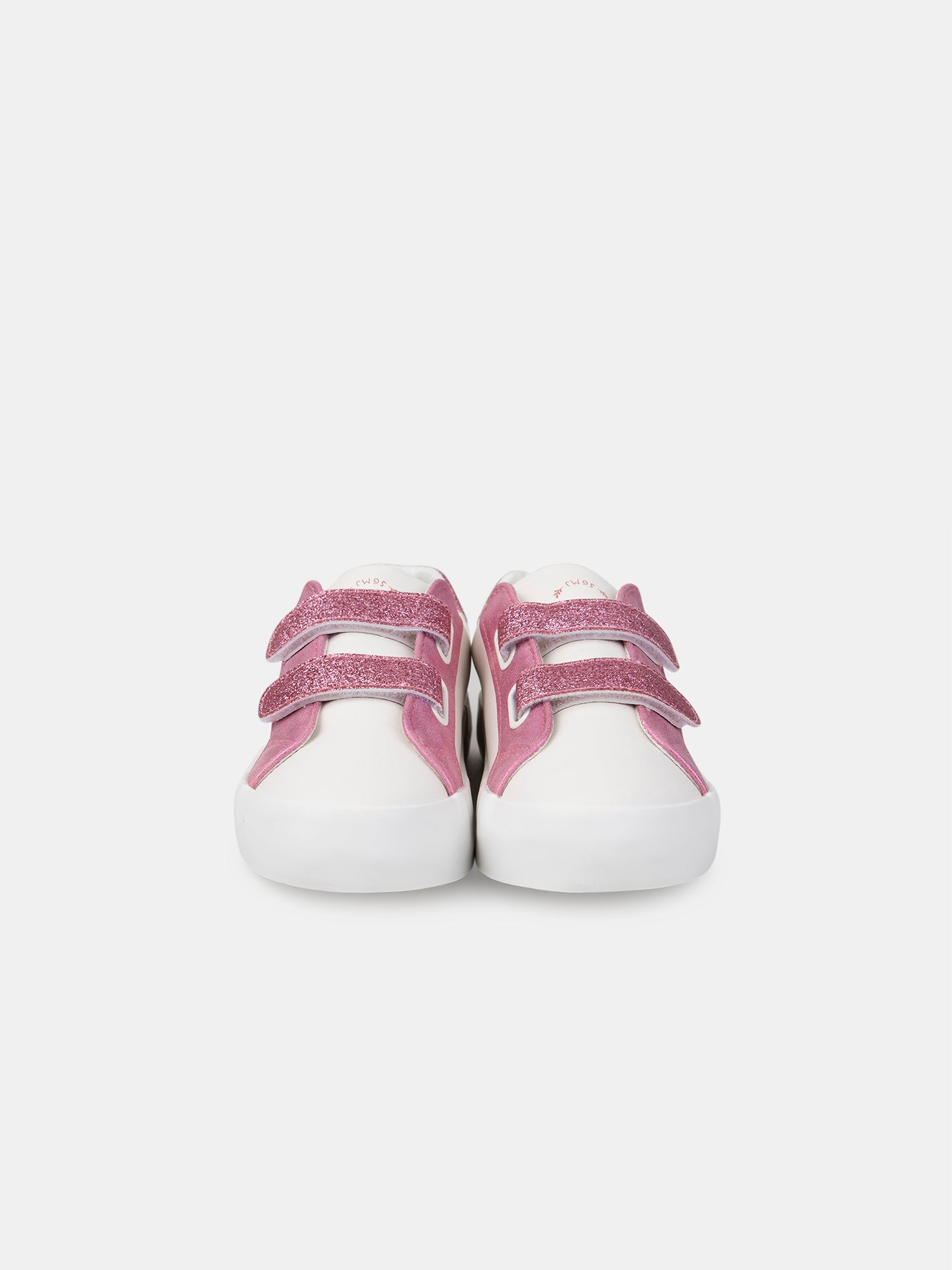 Basket blanche à scratch rose pailleté Fille