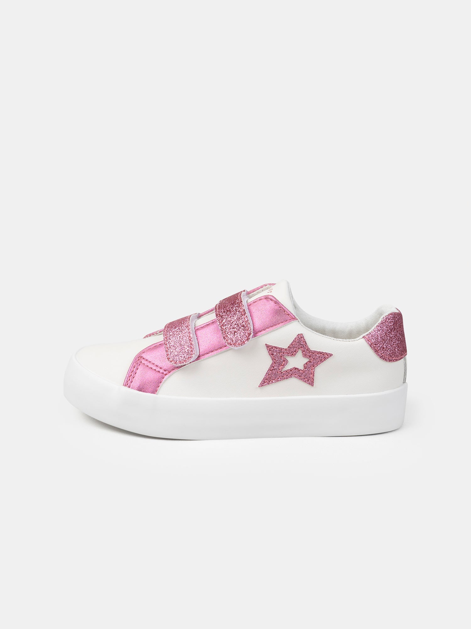 Basket blanche à scratch rose pailleté Fille