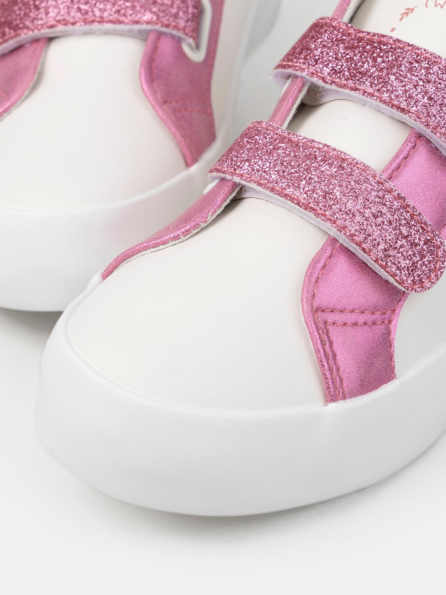 Basket blanche à scratch rose pailleté Fille
