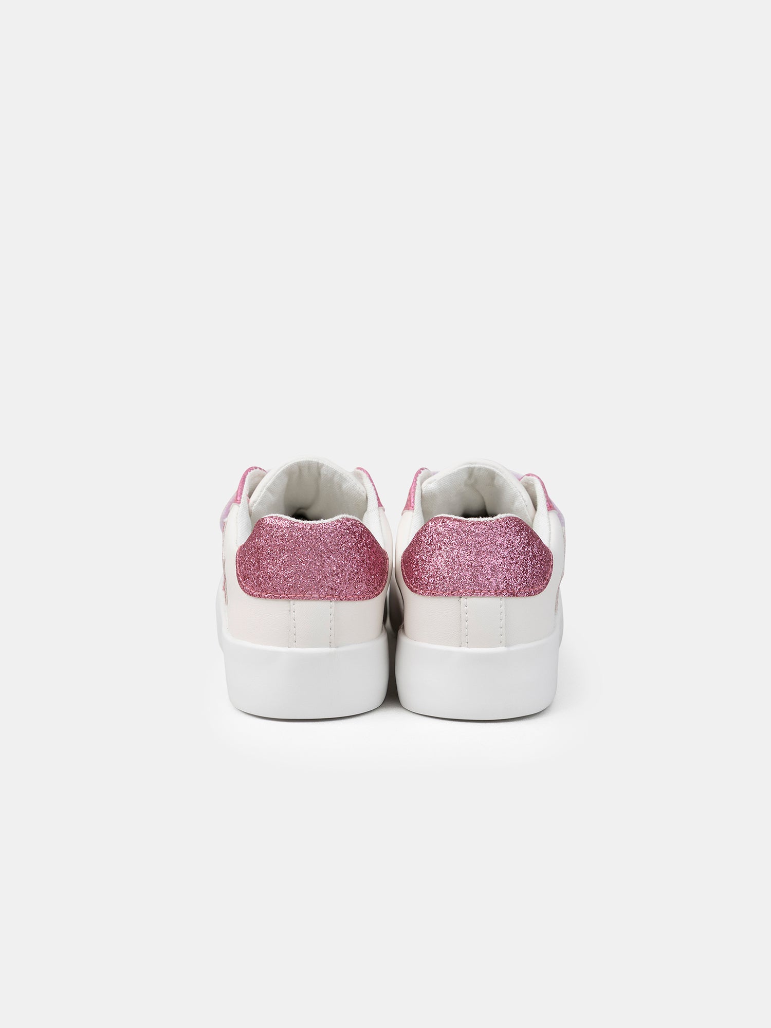 Basket blanche à scratch rose pailleté Fille