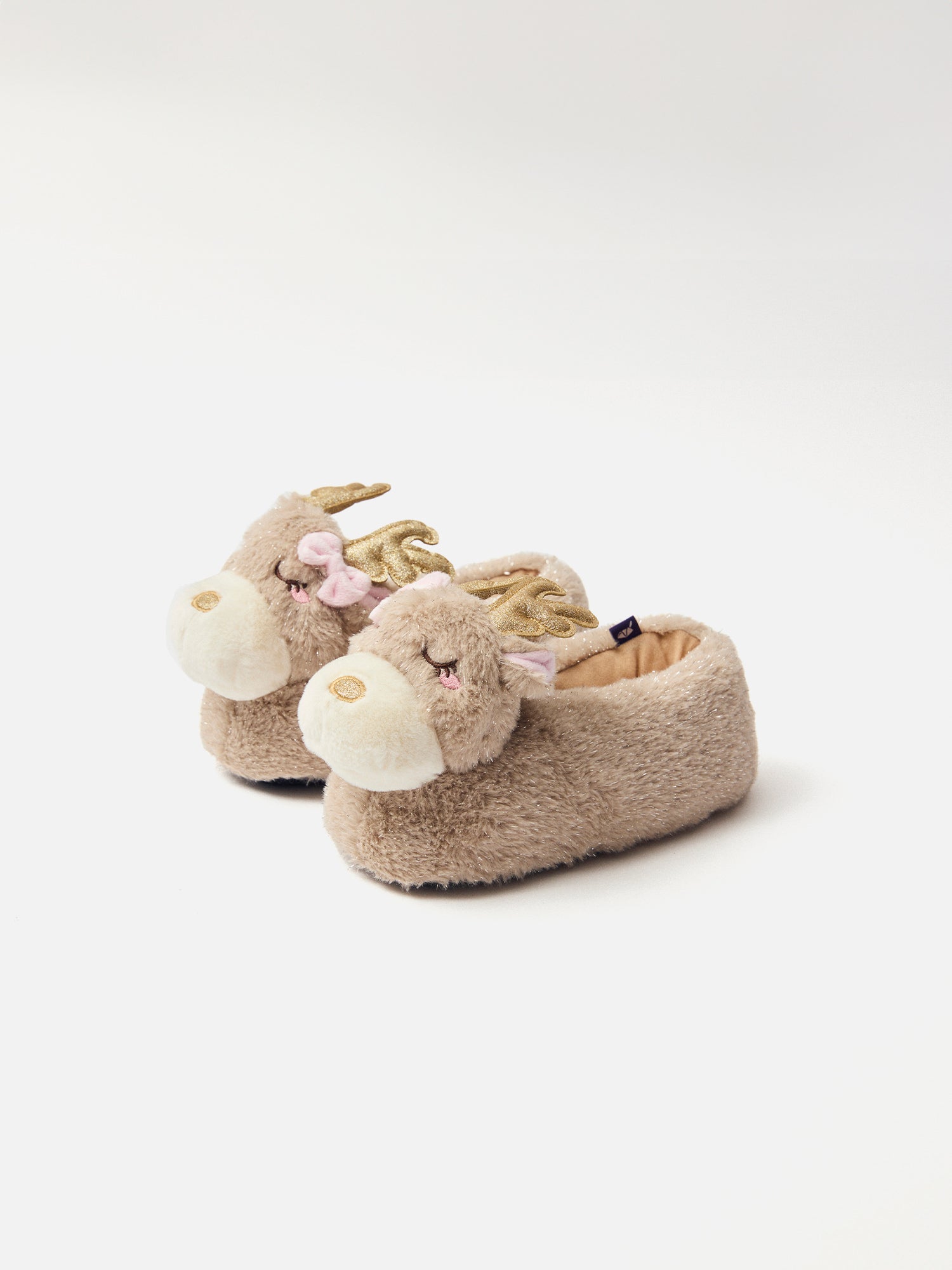 Chausson marron tête de renne Fille