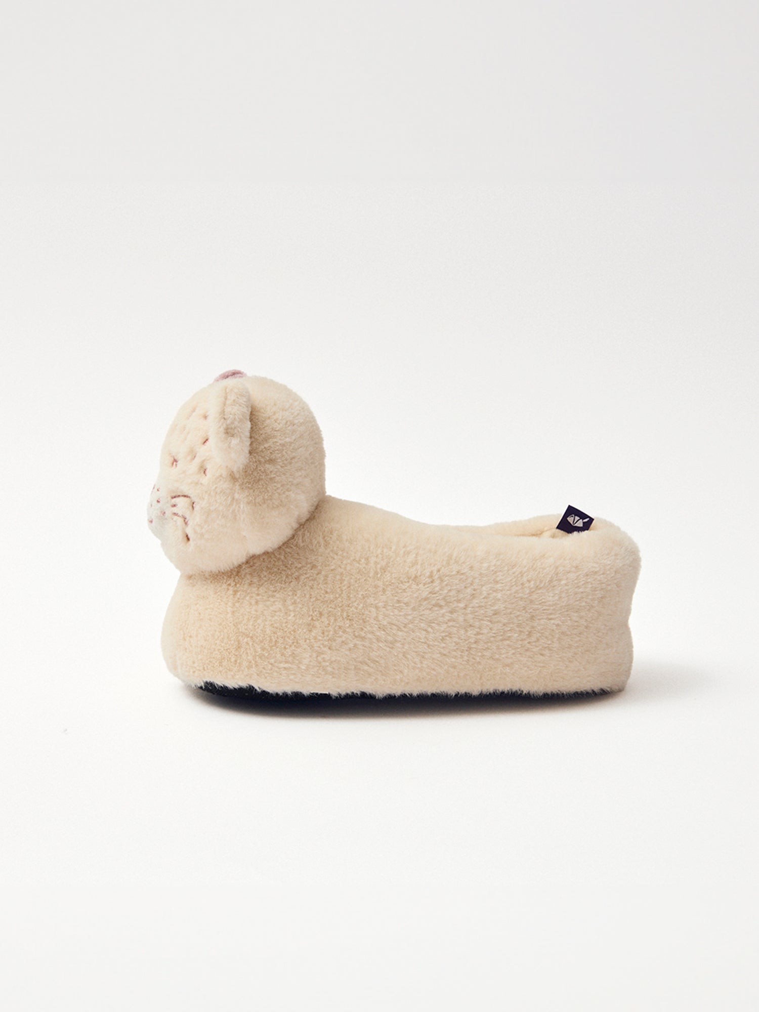 Pantoufle beige tête de léopard Fille