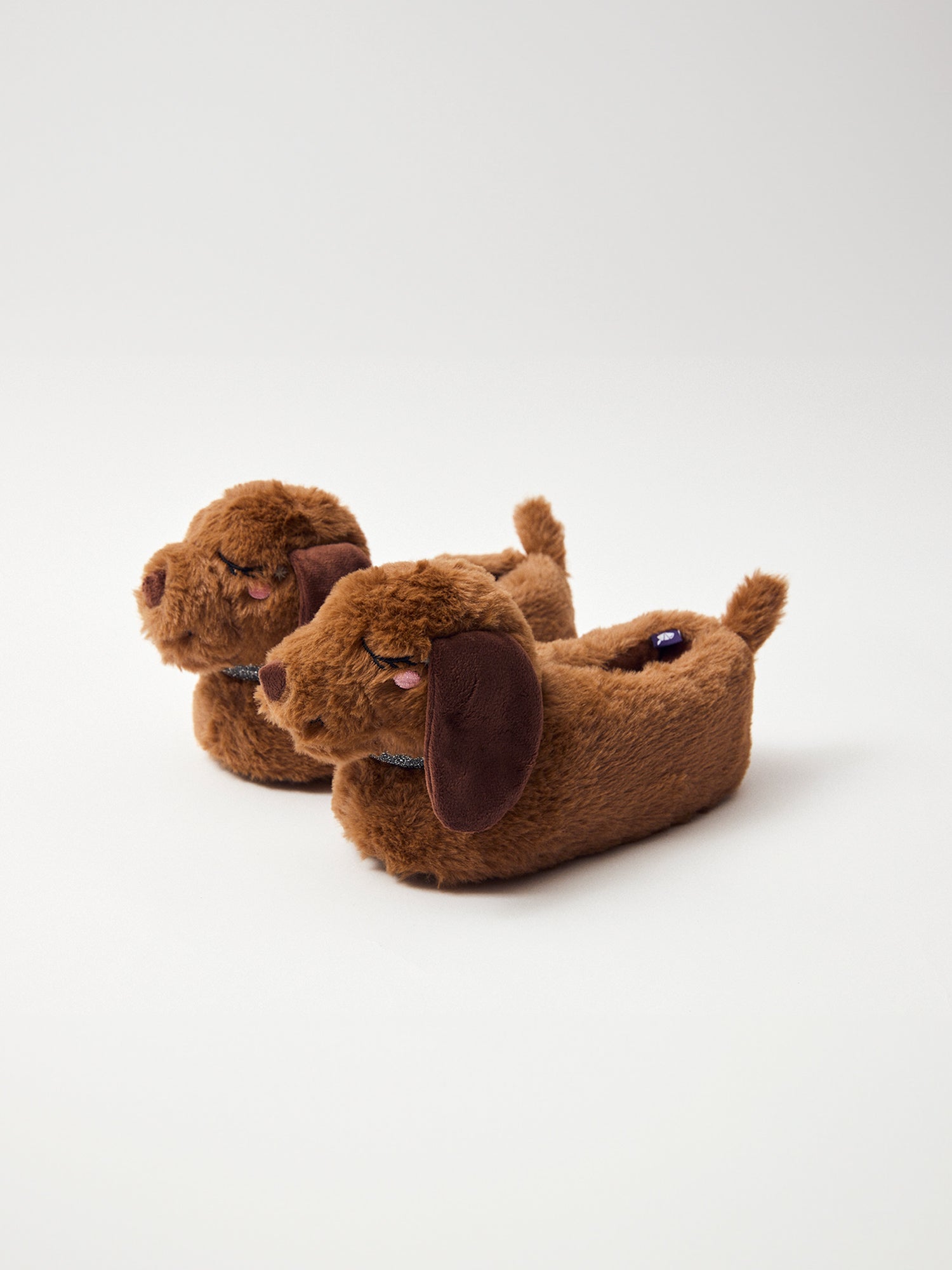 Chausson marron tête de chien Fille