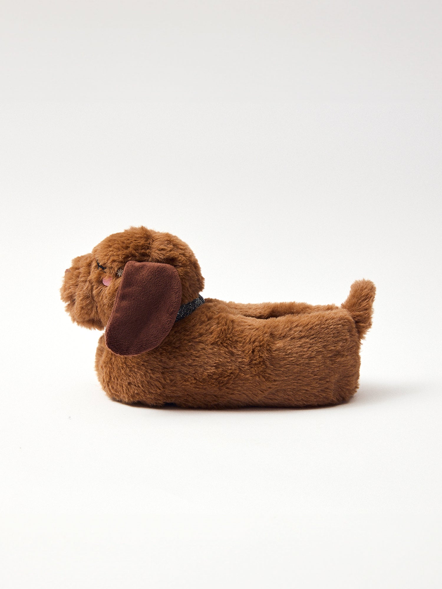 Chausson marron tête de chien Fille