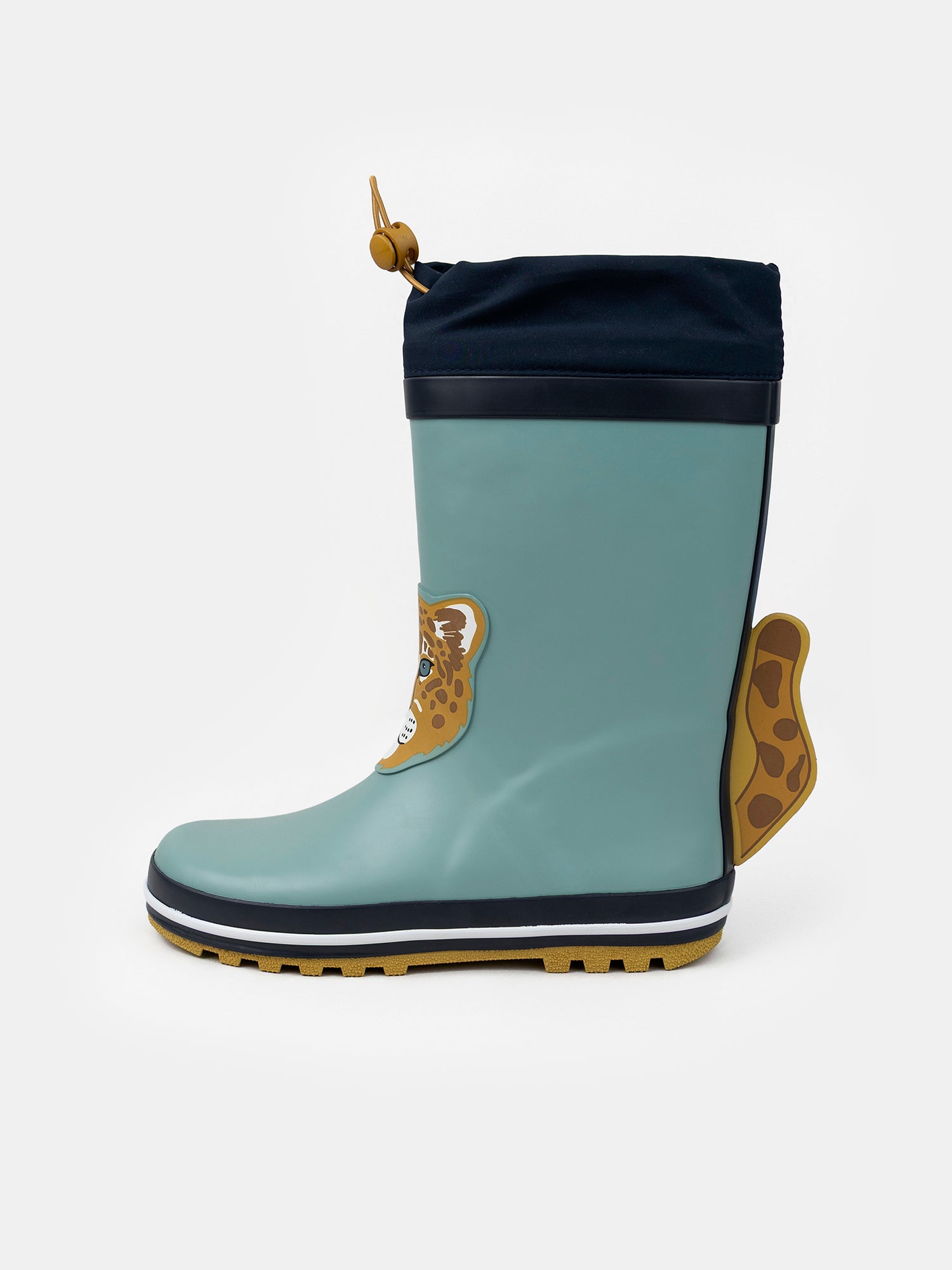 Botte de pluie bleu avec patch tête de léopard Garçon