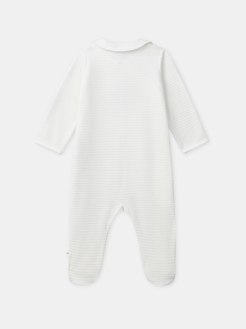Grenouillère blanche en velours à col Naissance Mixte