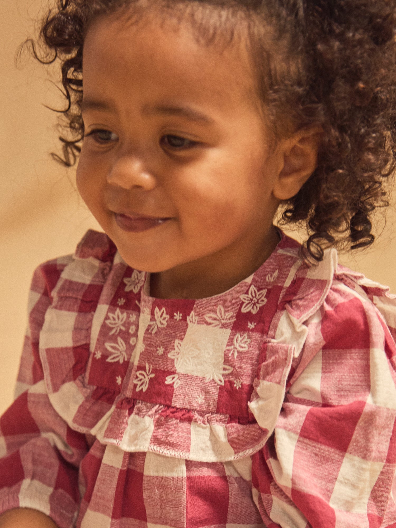 Robe à carreaux blanc et rose à volants Bébé Fille