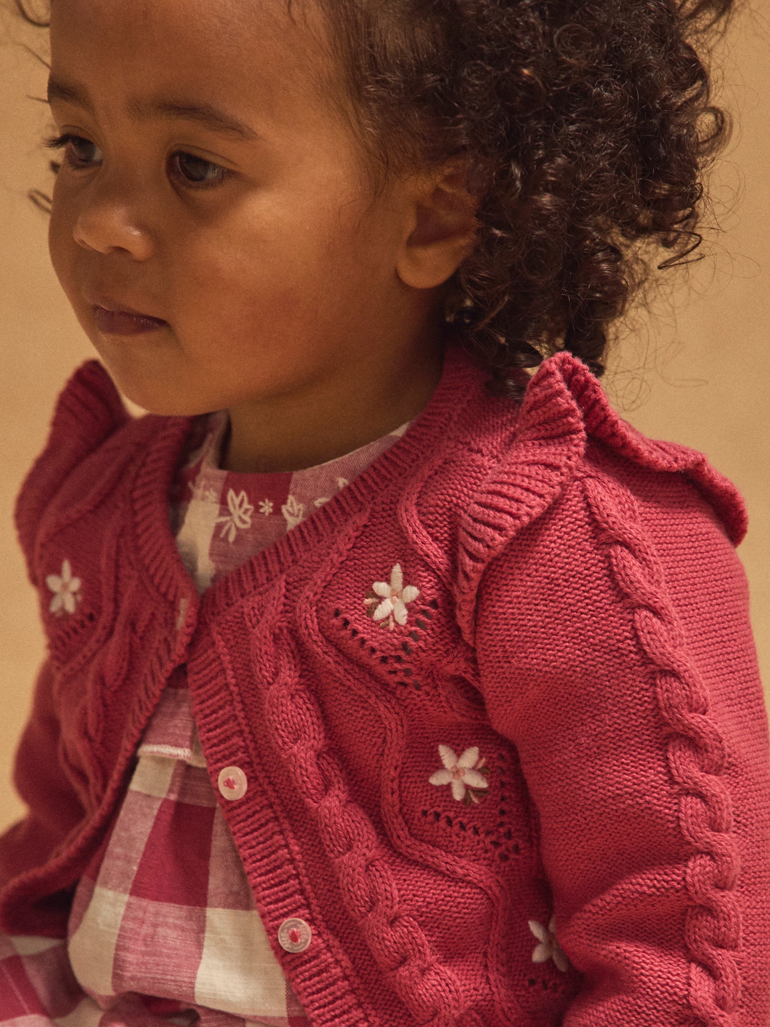Cardigan rose à broderies fleurs Bébé Fille