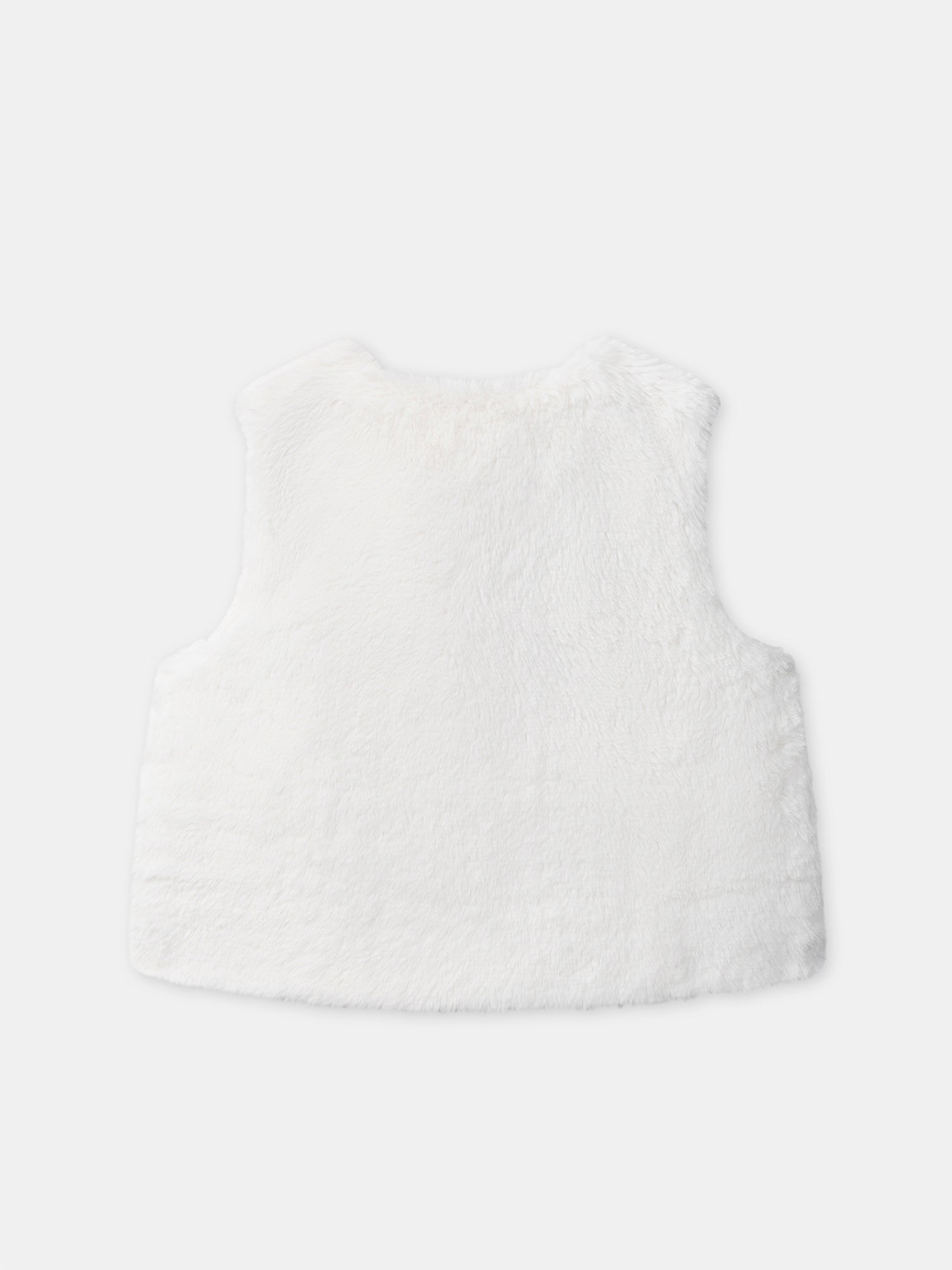 Gilet réversibles blanc en fourrure ou imprimé fleuri Bébé Fille
