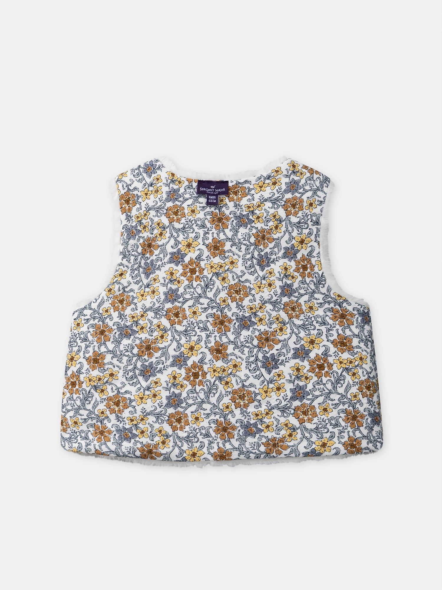 Gilet réversibles blanc en fourrure ou imprimé fleuri Bébé Fille