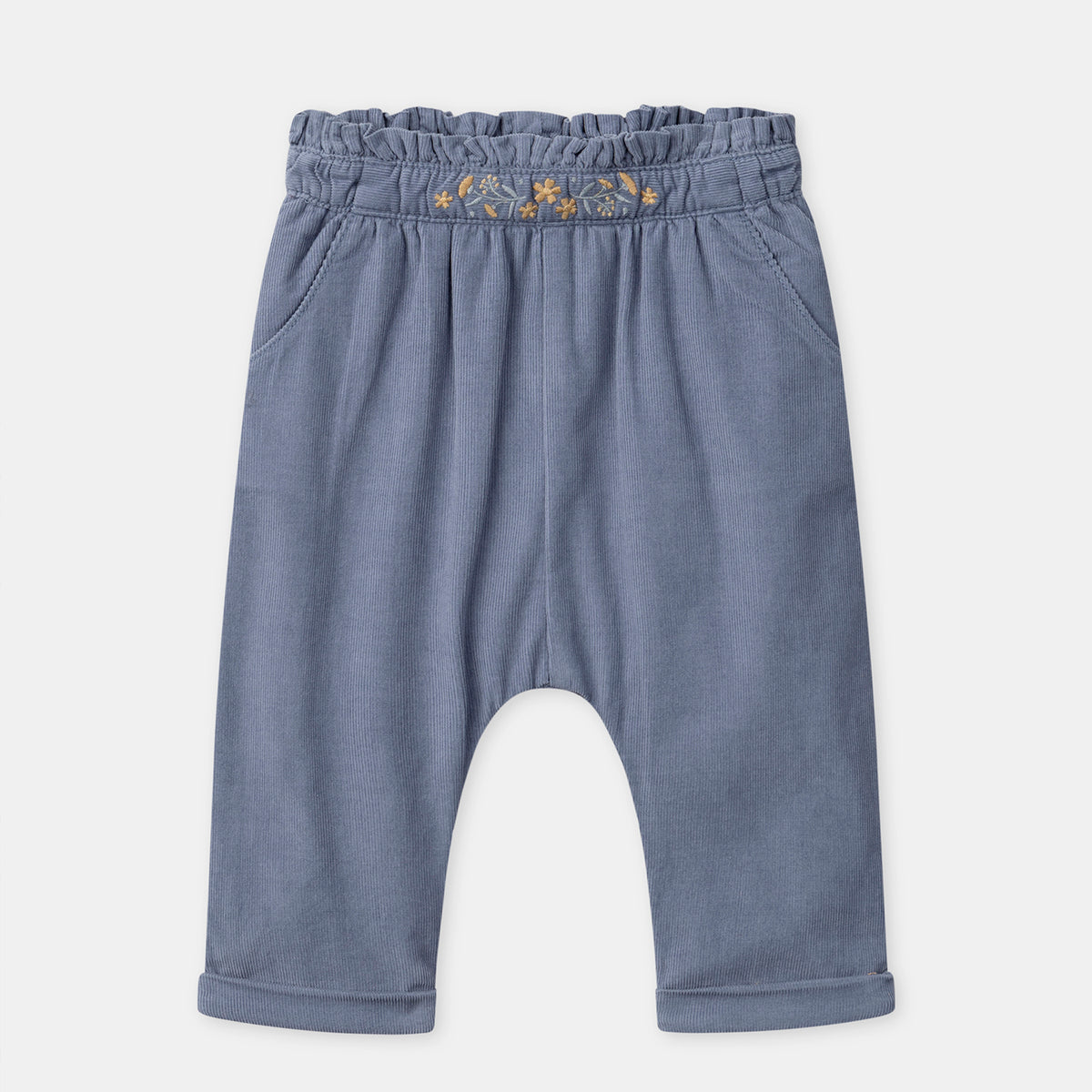 Pantalon Velours Marron Sergent-major Fille 7/8 Ans Taille Large - Très Bon état