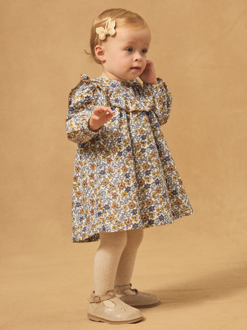 Robe imprimé fleuri en velours Bébé Fille