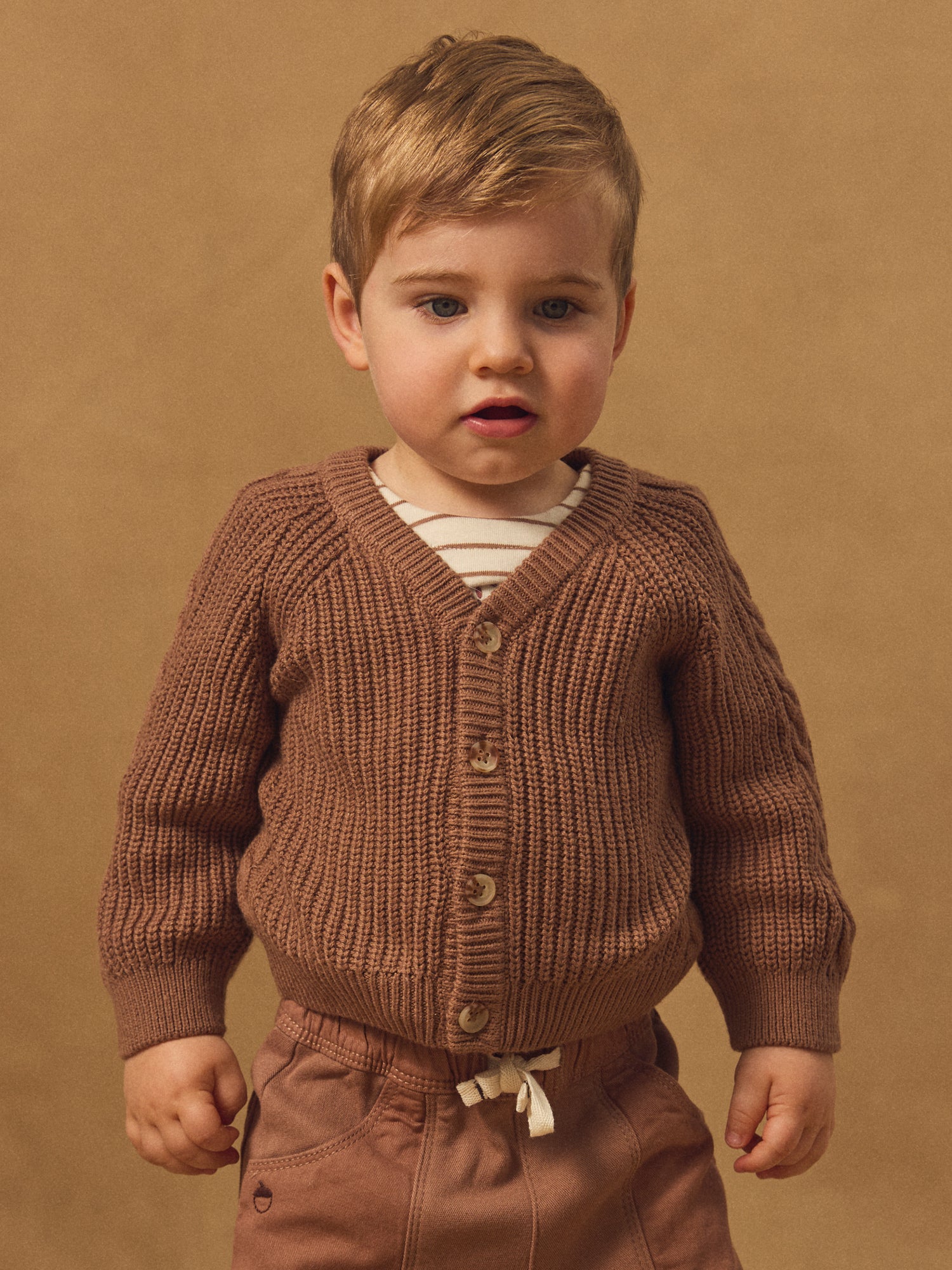 Cardigan Garçon 2025 - Col En V, Manches Longues, Motif Torsadé Et étoile - En Coton Doux Et élasthanne - Lavage Main Recommandé