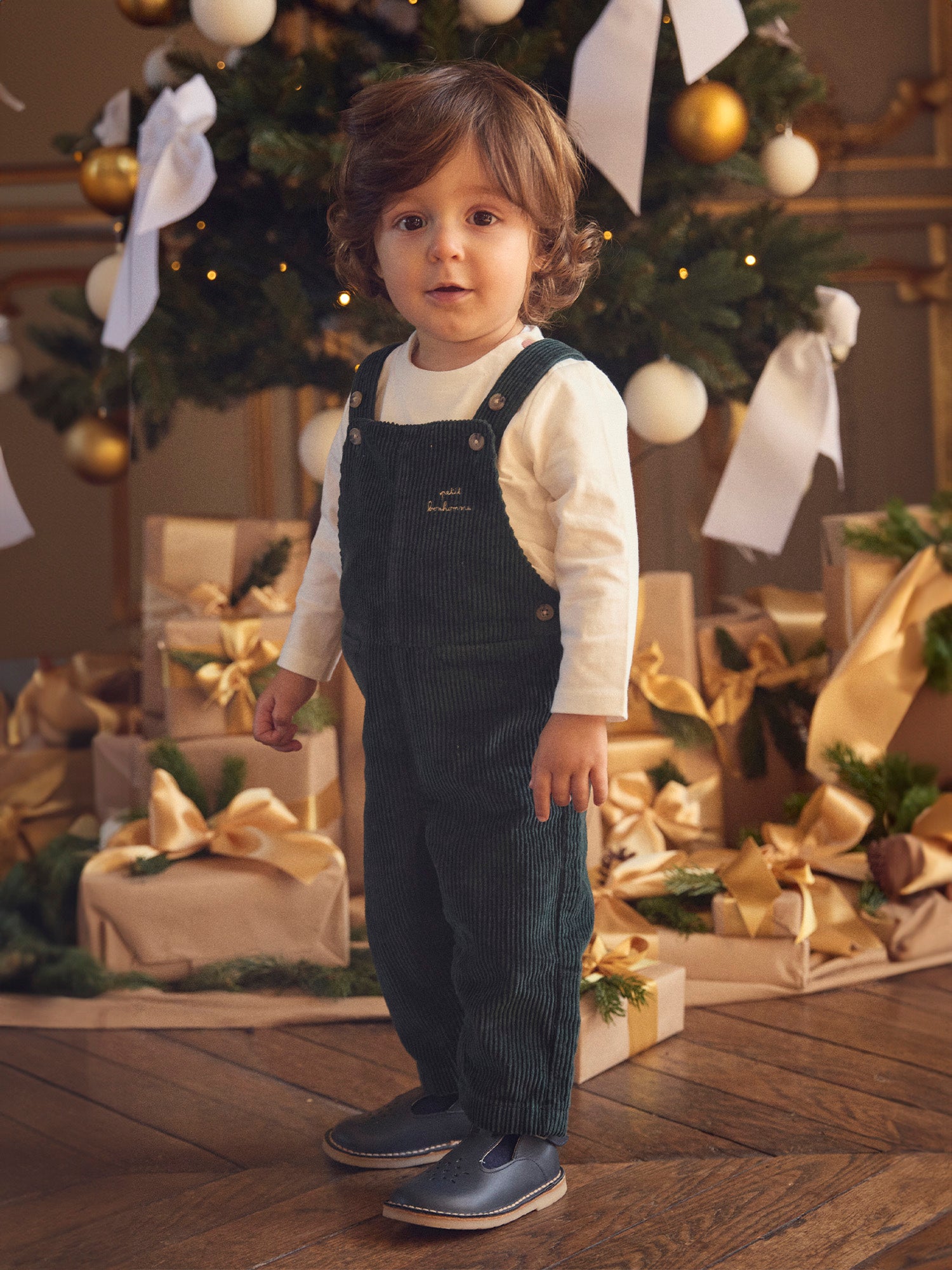 Costume De Noël Pour Bébé Fille - Robe Barboteuse Velours Côtelé Avec Chapeau, Tailles 1-18 Mois - 5