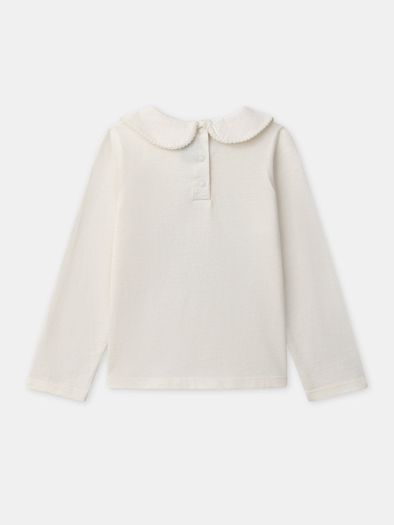 T-shirt écru imprimé écureuil à manches longues Fille