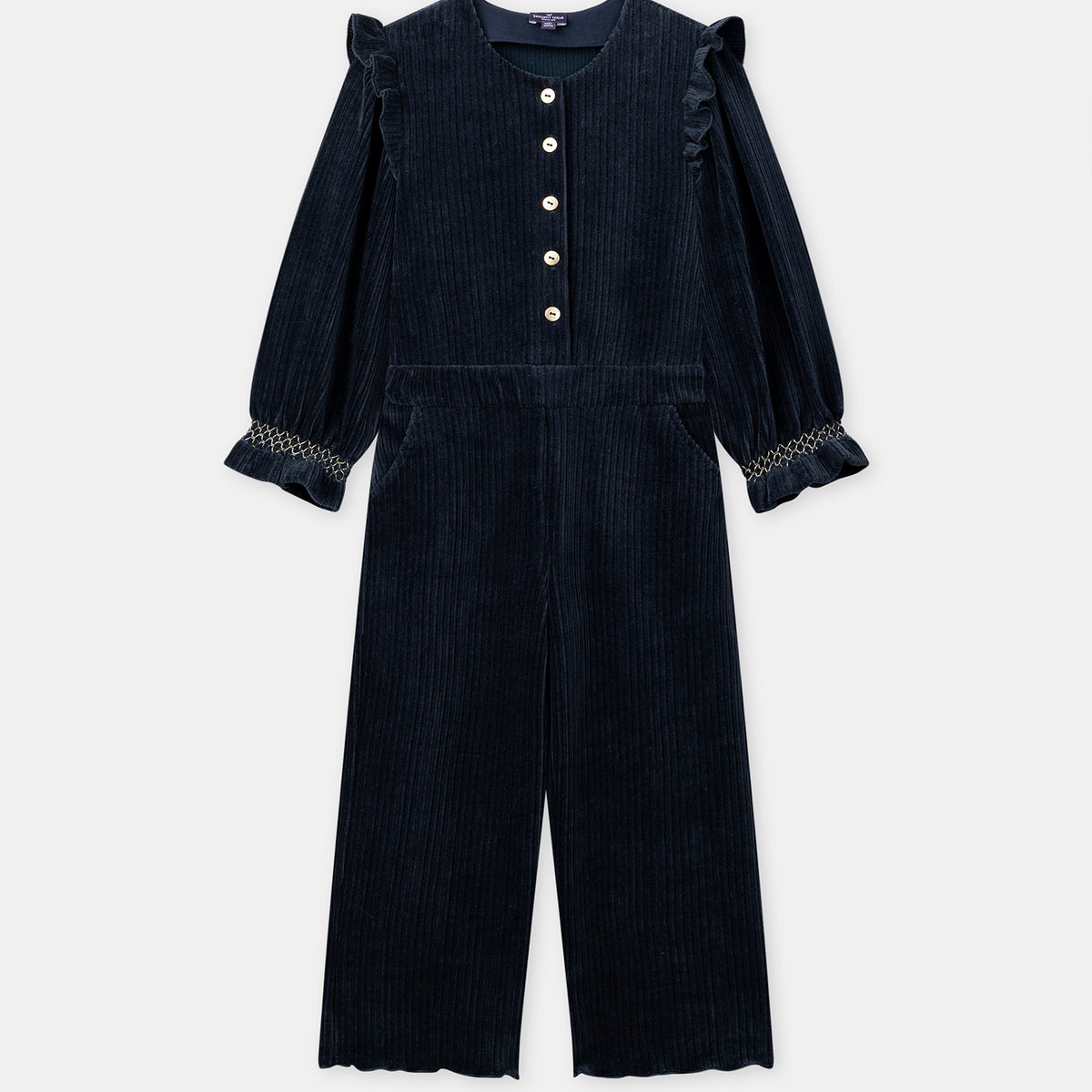 Combinaison De Fête En Velours Bleue à Manches Longues