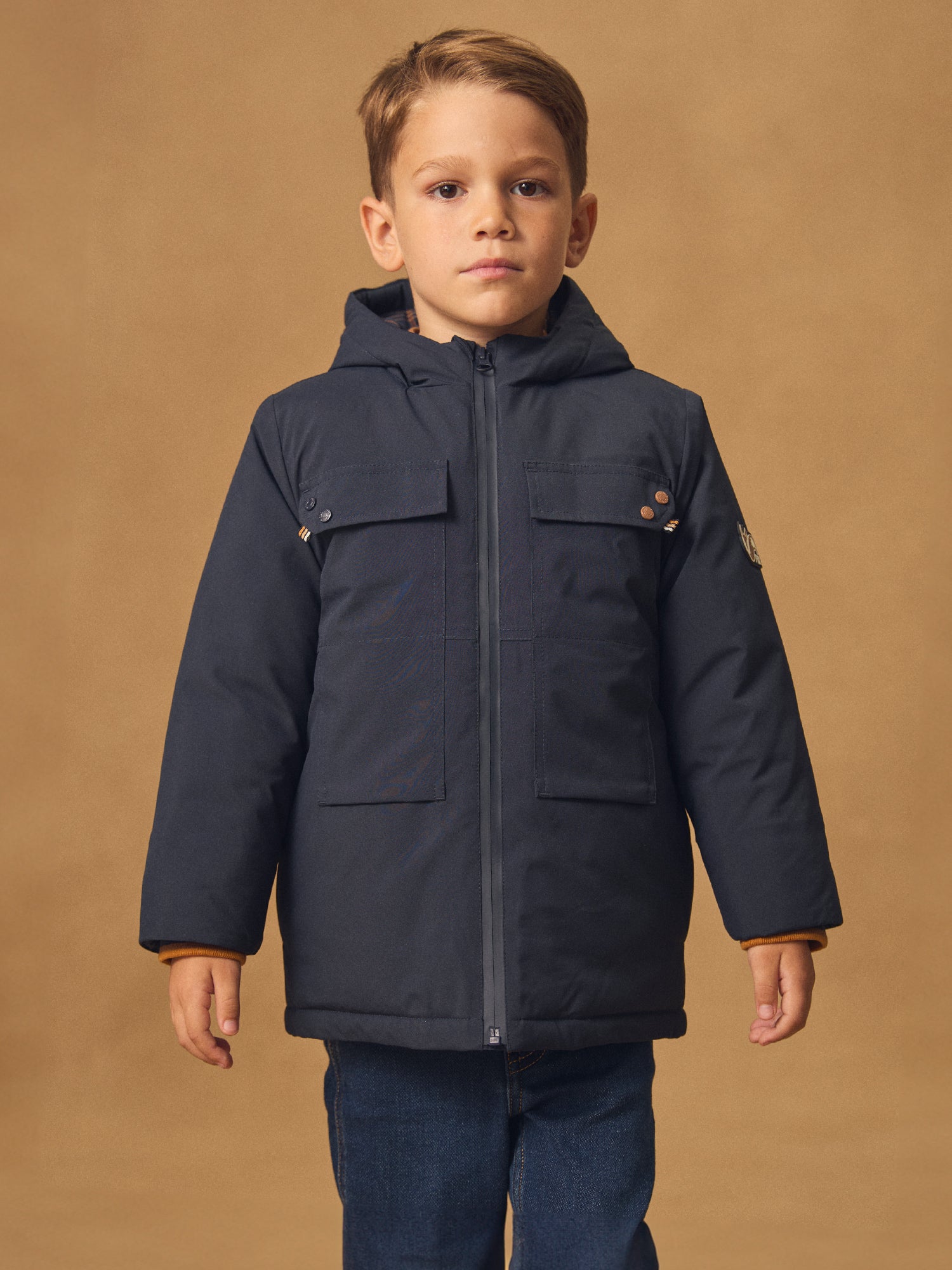 Parka Manteau Fille Sergent Major Taille 8 Ans - Couleur Marron/rose - Occasion Très Bon état